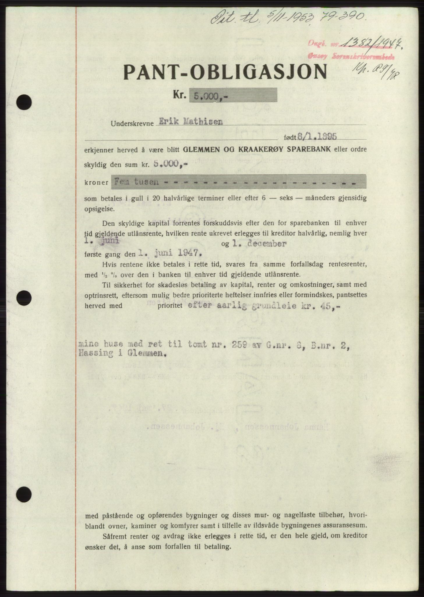 Onsøy sorenskriveri, SAO/A-10474/G/Ga/Gac/L0006: Pantebok nr. B 12-6, 1947-1948, Dagboknr: 1382/1947