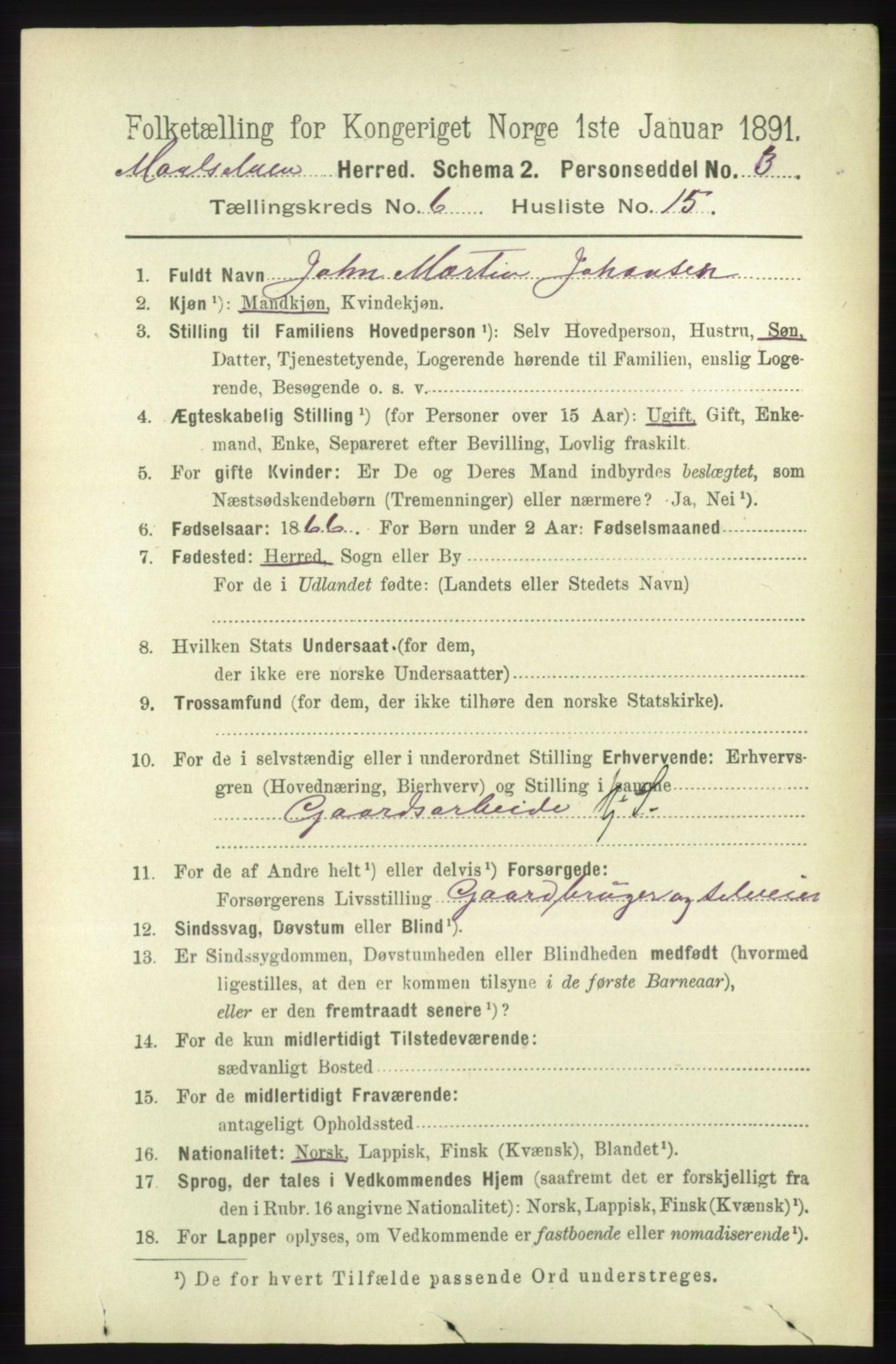 RA, Folketelling 1891 for 1924 Målselv herred, 1891, s. 2146