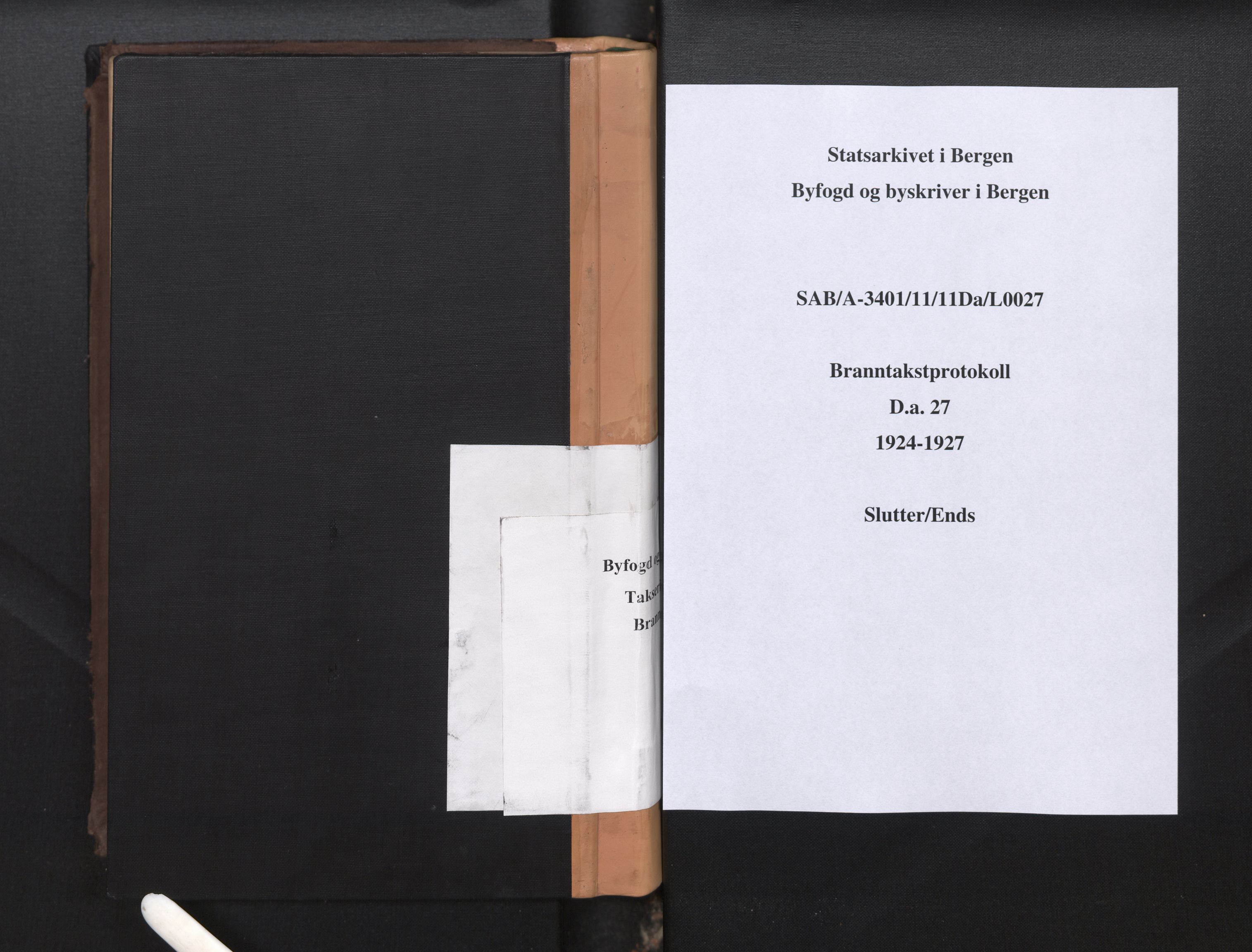 Byfogd og Byskriver i Bergen, AV/SAB-A-3401/11/11Da/L0027: Branntakstprotokoll, 1924-1927