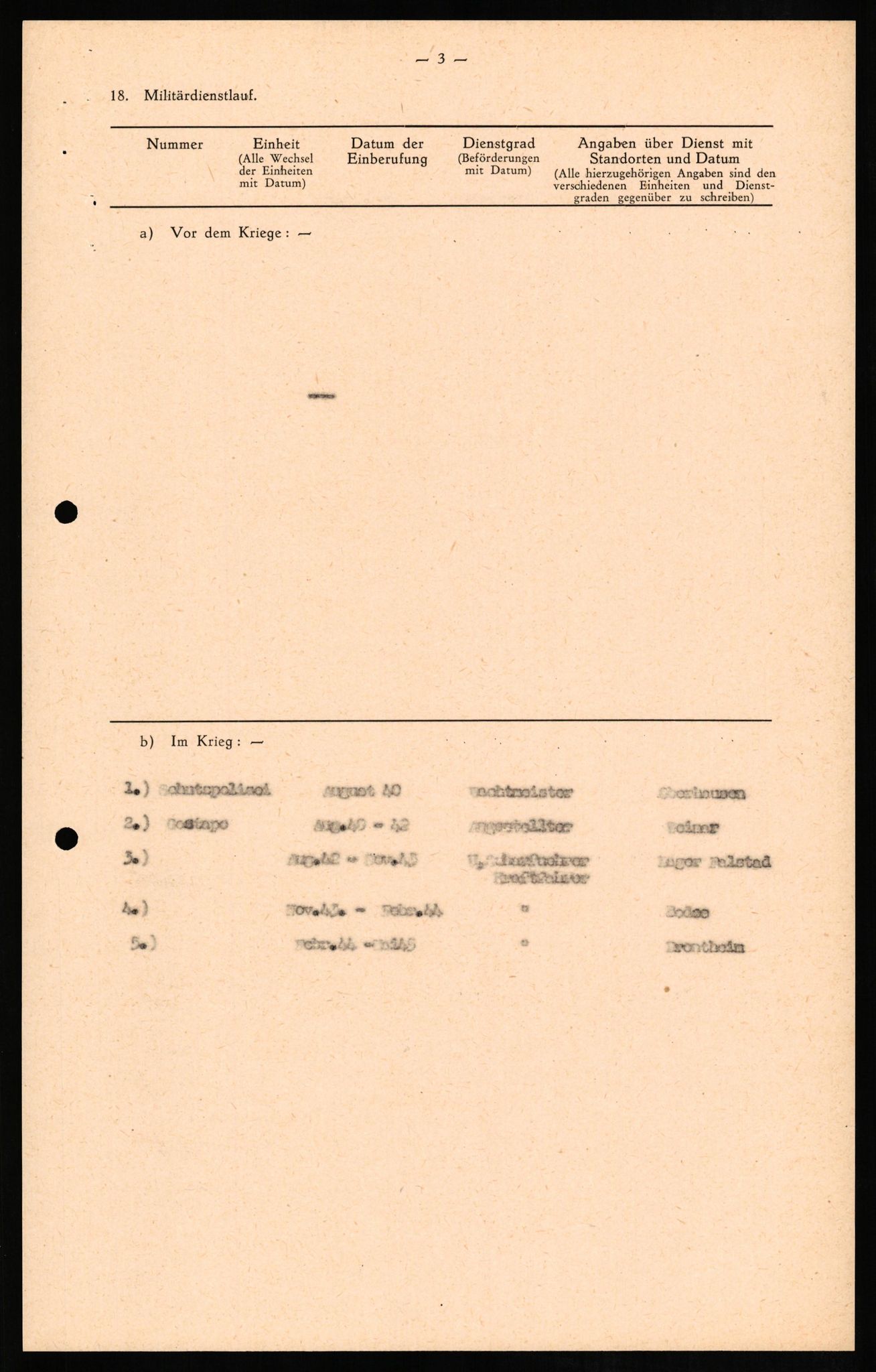 Forsvaret, Forsvarets overkommando II, RA/RAFA-3915/D/Db/L0011: CI Questionaires. Tyske okkupasjonsstyrker i Norge. Tyskere., 1945-1946, s. 144