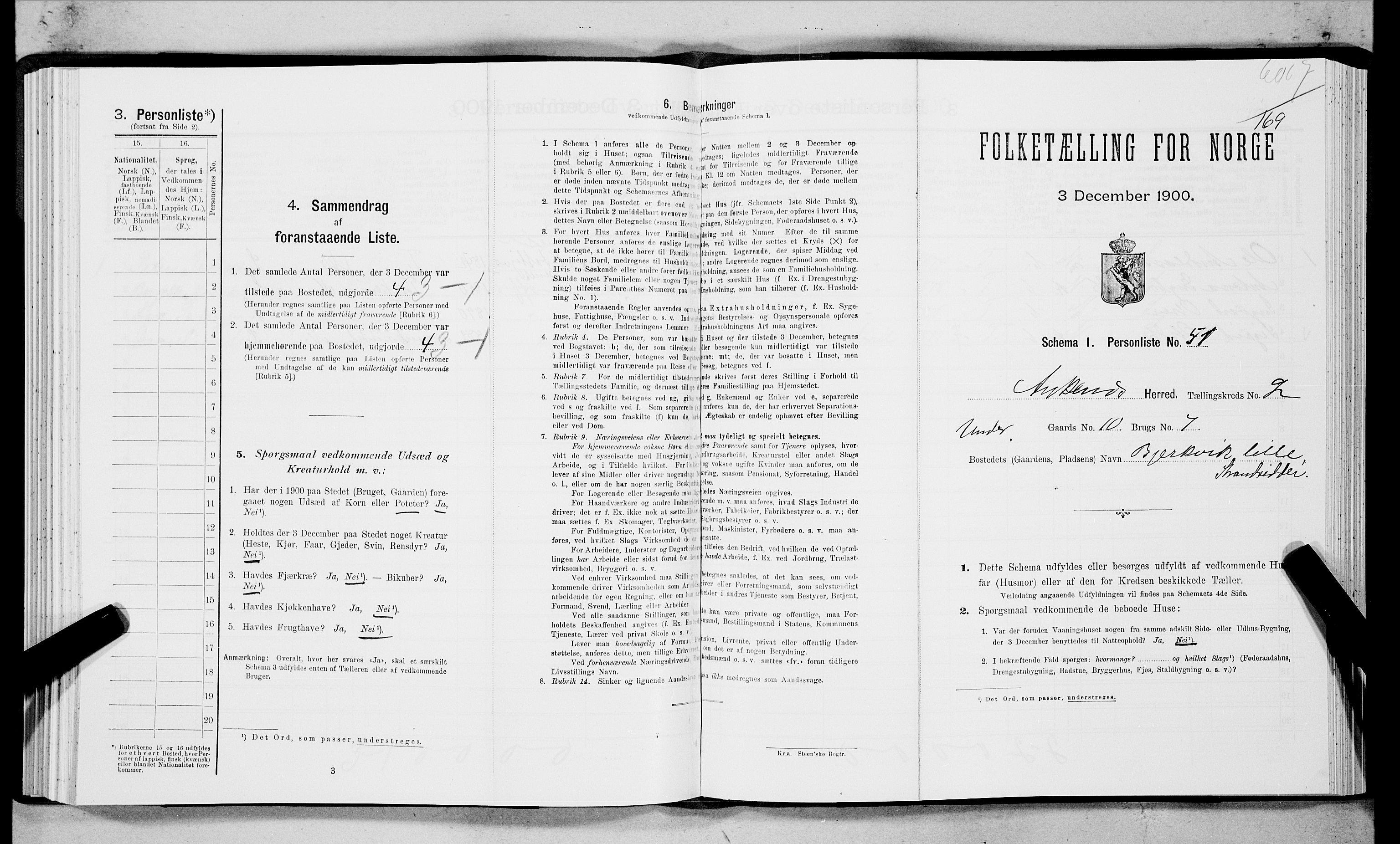 SAT, Folketelling 1900 for 1855 Ankenes herred, 1900, s. 169