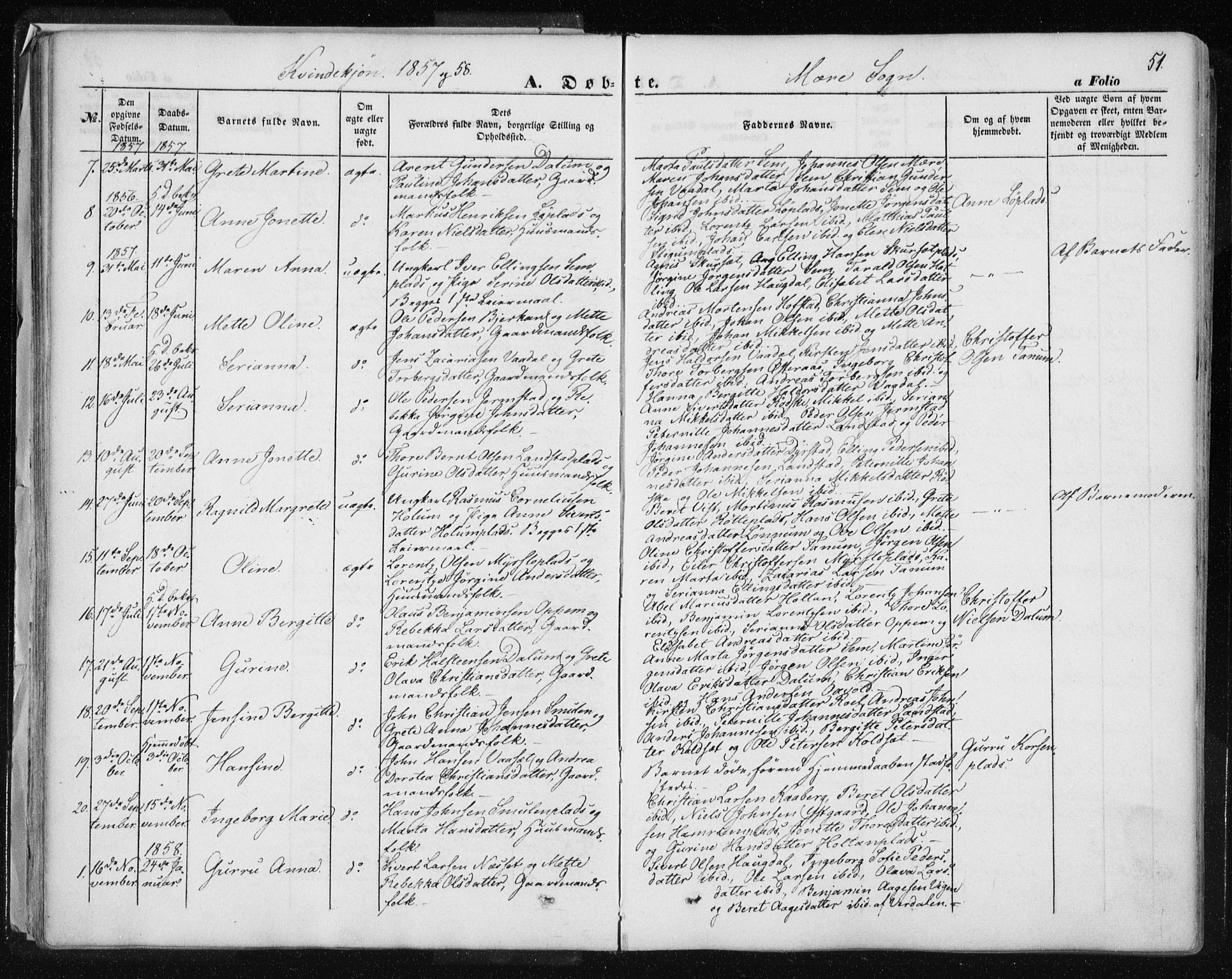 Ministerialprotokoller, klokkerbøker og fødselsregistre - Nord-Trøndelag, SAT/A-1458/735/L0342: Ministerialbok nr. 735A07 /1, 1849-1862, s. 51
