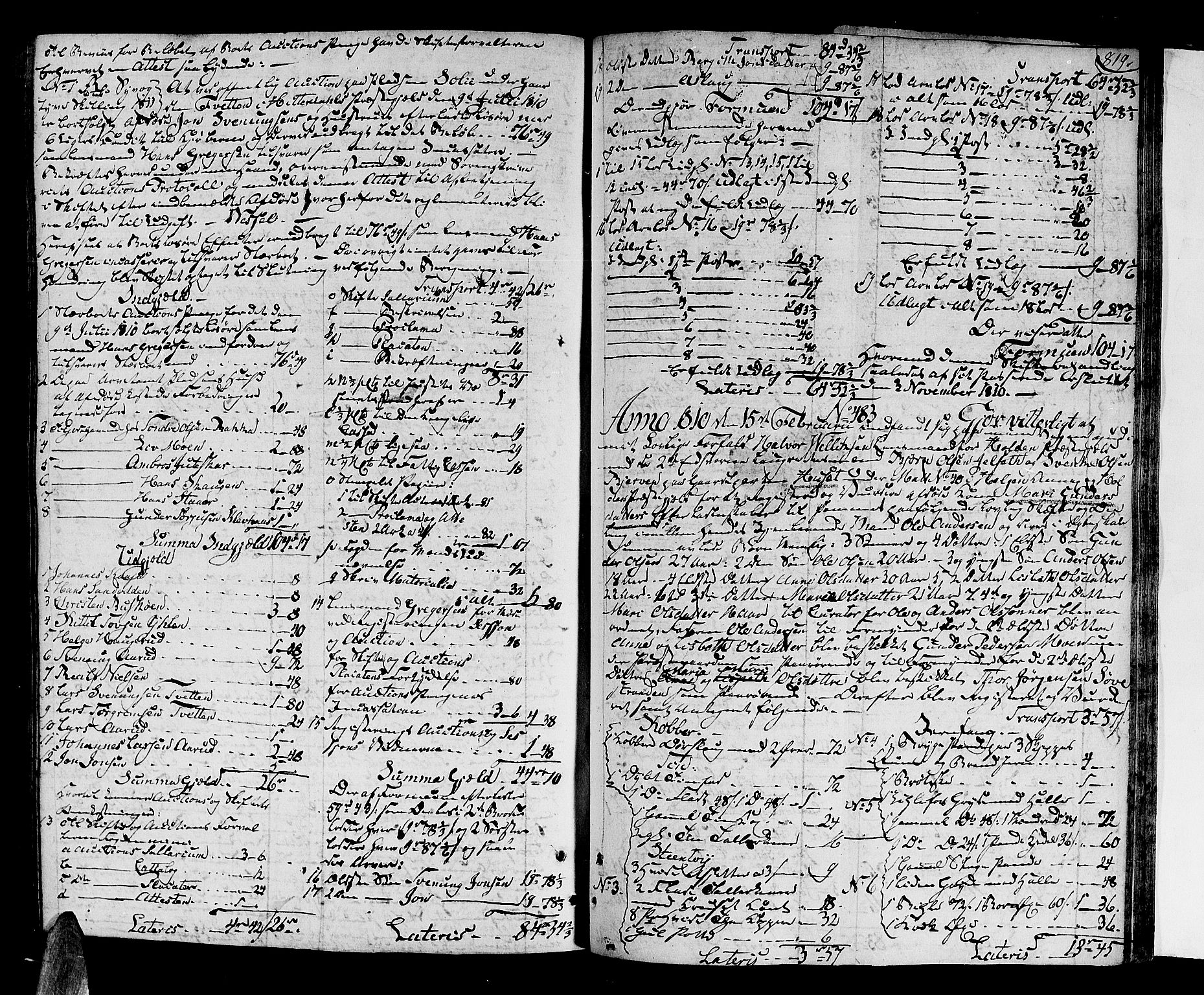 Nedre Telemark sorenskriveri, AV/SAKO-A-135/H/Hb/Hba/L0019: Skifteprotokoll, 1805-1810, s. 818b-819a