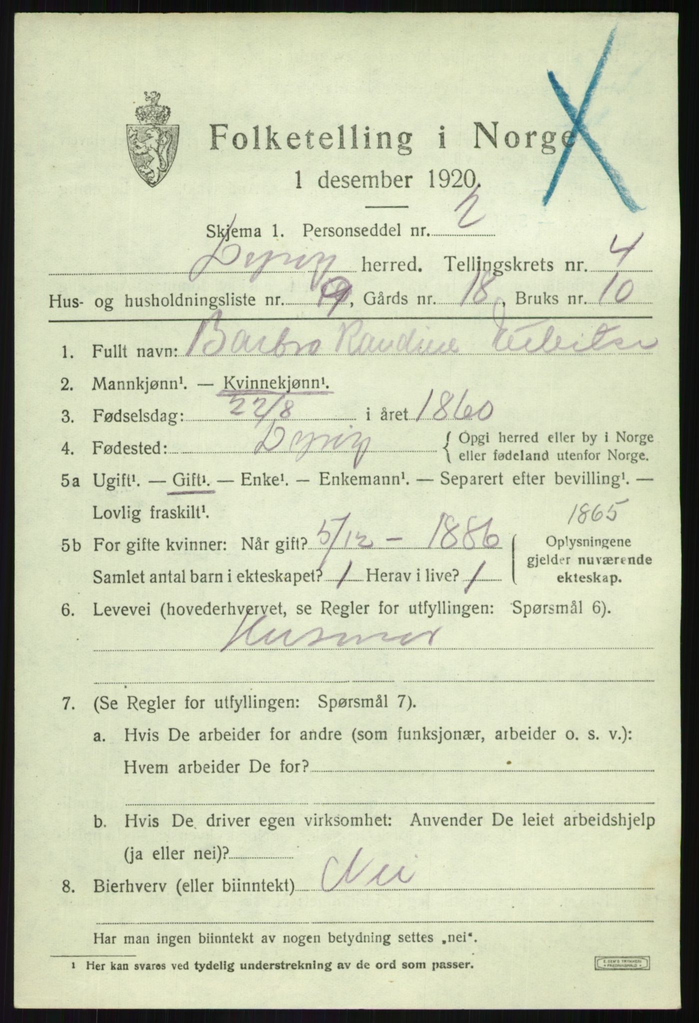 SATØ, Folketelling 1920 for 1926 Dyrøy herred, 1920, s. 2277