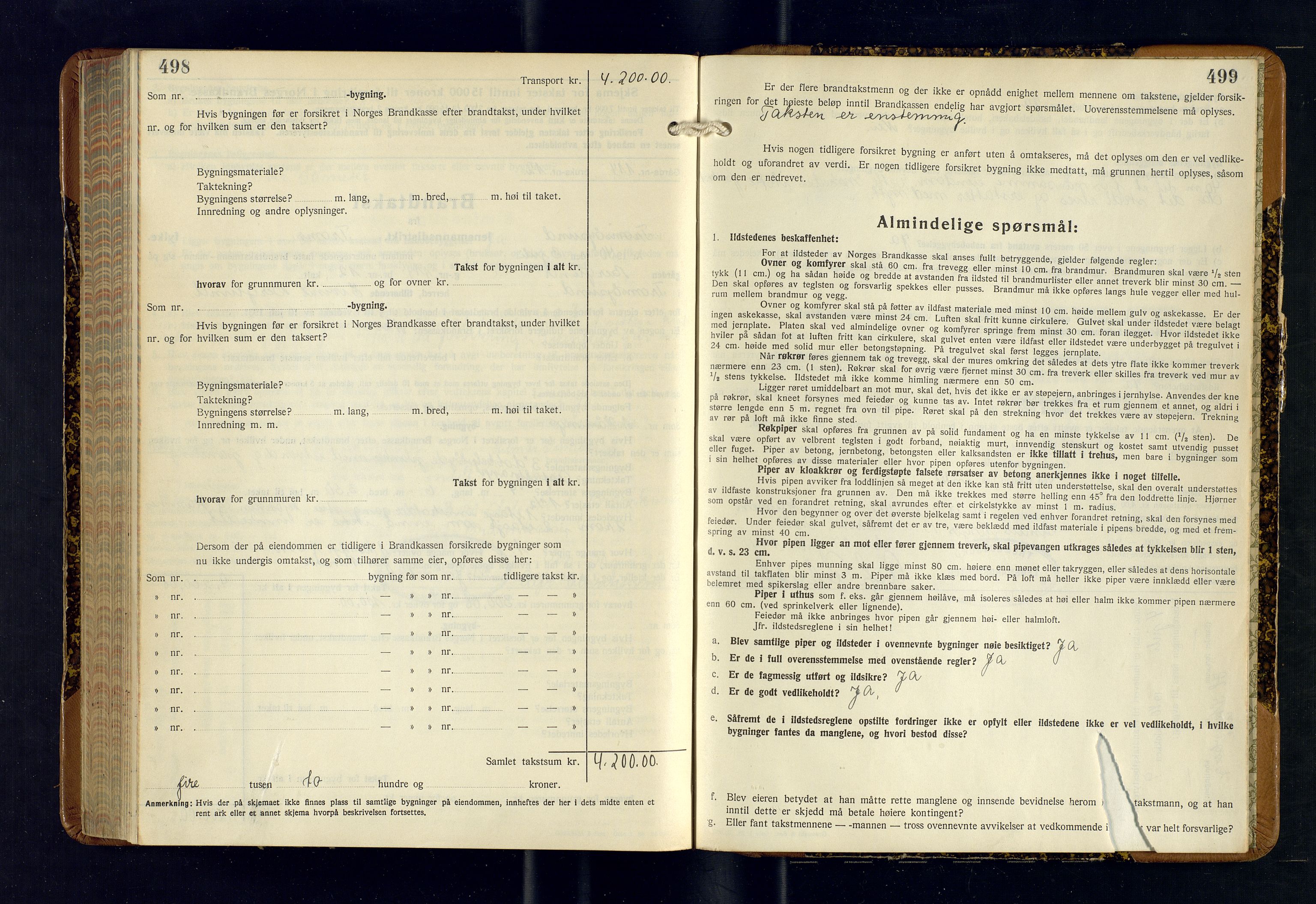 Tromsøysund lensmannskontor, SATØ/SATØ-12/F/Fs/Fsb/L0756: Branntakstprotokoll (S). Med register, 1938-1940, s. 498-499