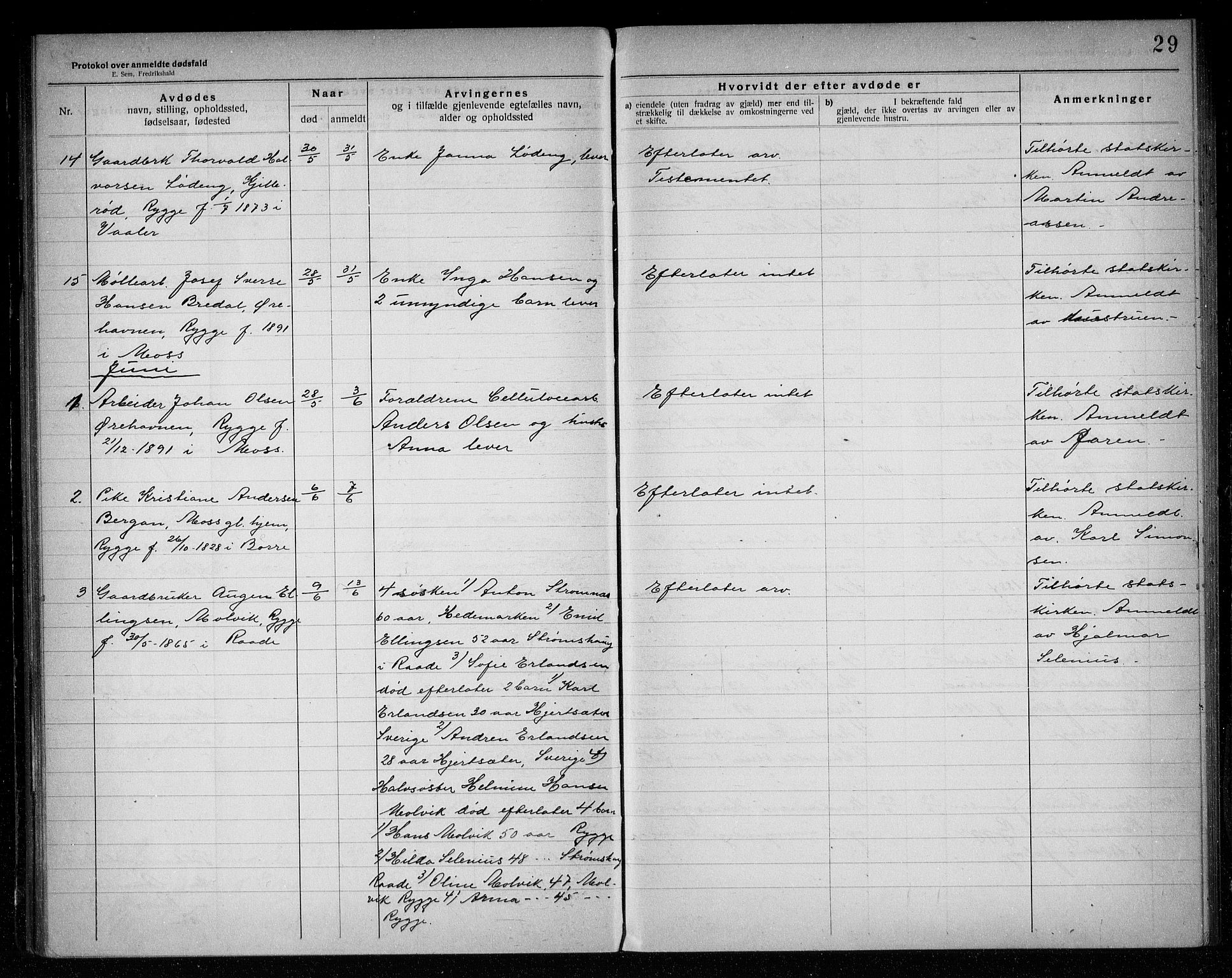 Rygge lensmannskontor, AV/SAO-A-10005/H/Ha/Haa/L0007: Dødsfallsprotokoll, 1920-1925, s. 29