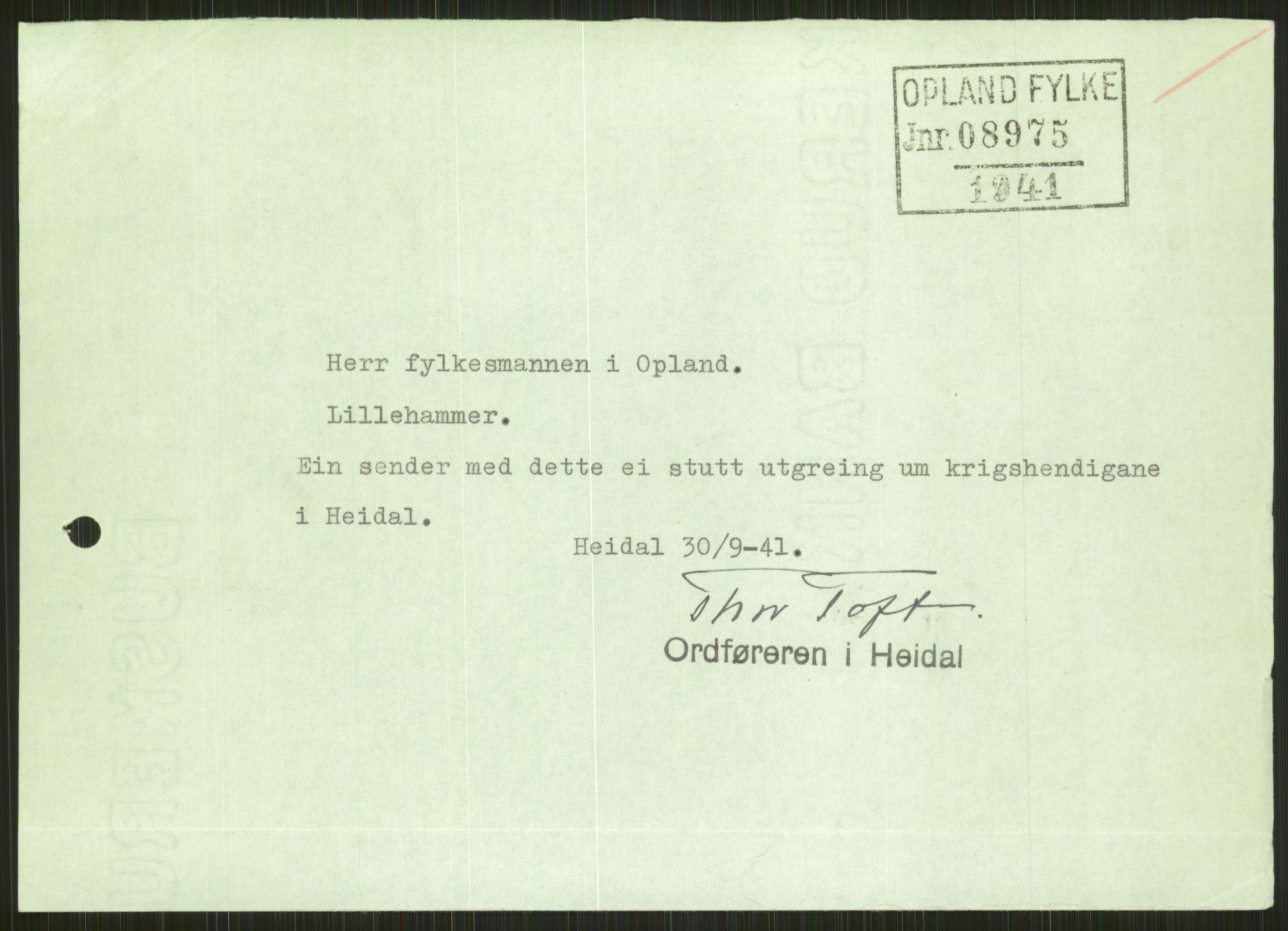 Forsvaret, Forsvarets krigshistoriske avdeling, AV/RA-RAFA-2017/Y/Ya/L0014: II-C-11-31 - Fylkesmenn.  Rapporter om krigsbegivenhetene 1940., 1940, s. 121