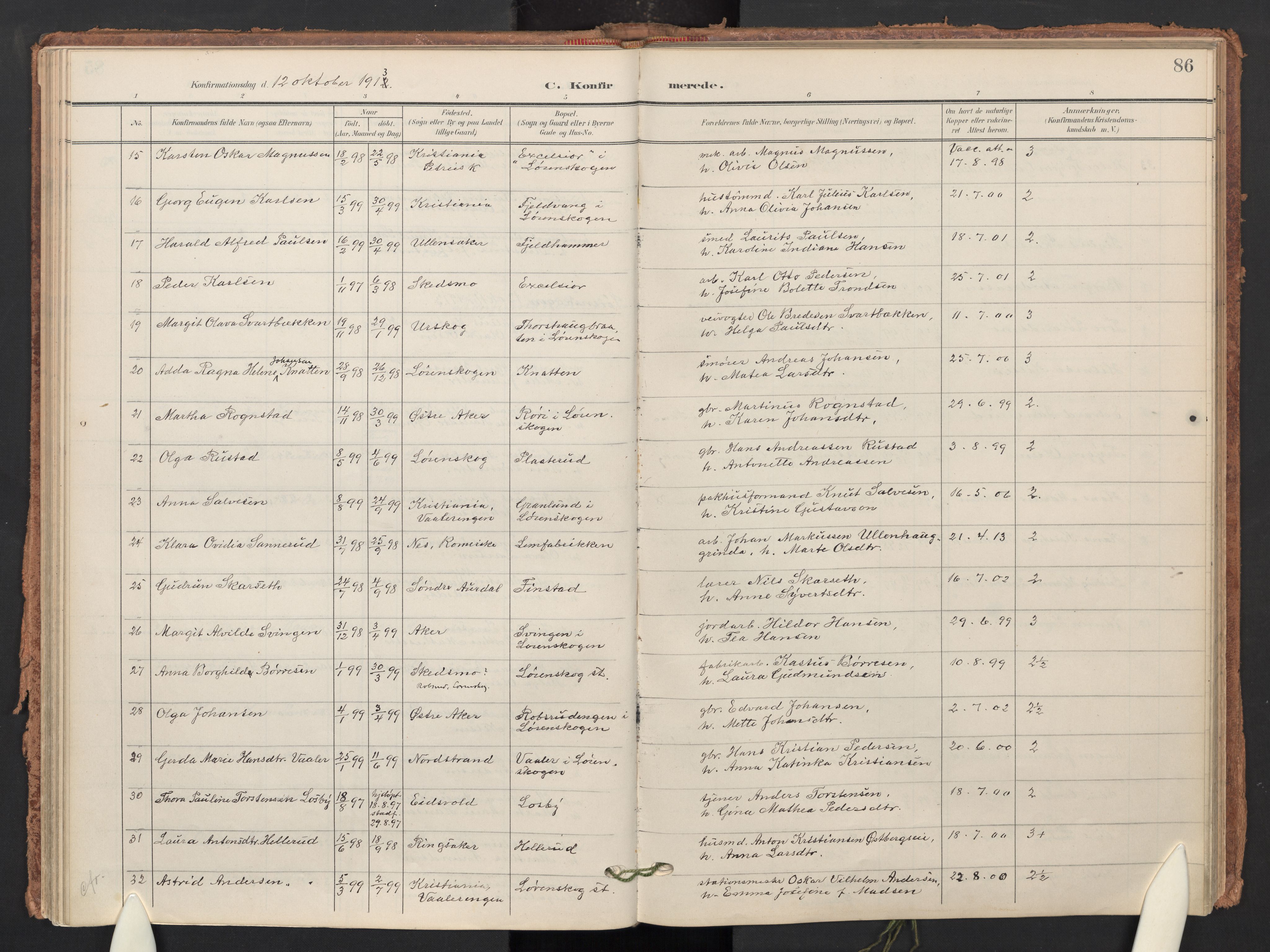 Skedsmo prestekontor Kirkebøker, AV/SAO-A-10033a/F/Fb/L0002: Ministerialbok nr. II 2, 1902-1921, s. 86