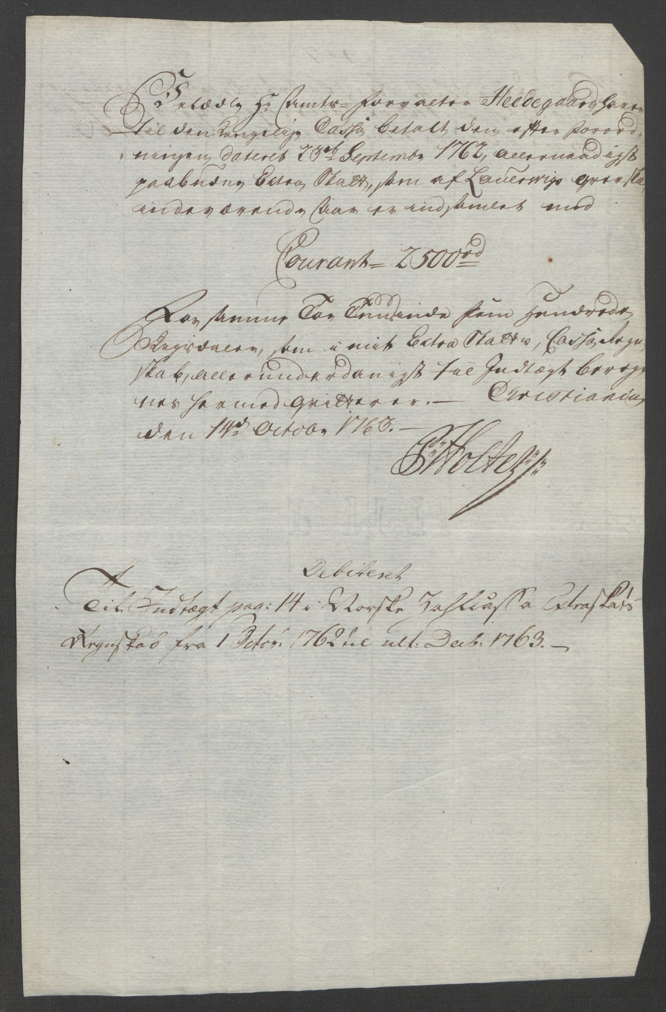 Rentekammeret inntil 1814, Reviderte regnskaper, Fogderegnskap, AV/RA-EA-4092/R33/L2033: Ekstraskatten Larvik grevskap, 1762-1764, s. 143