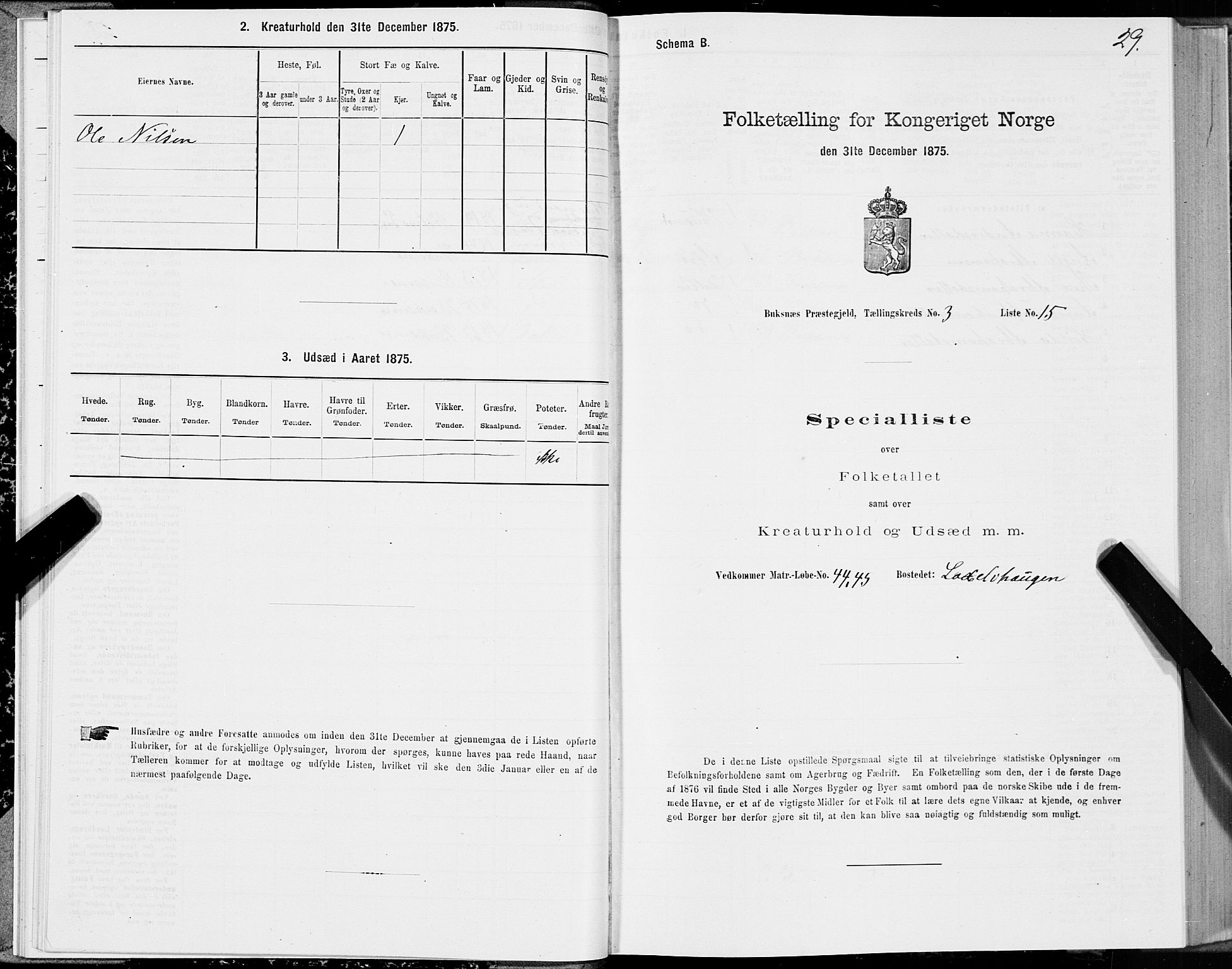 SAT, Folketelling 1875 for 1860P Buksnes prestegjeld, 1875, s. 2029