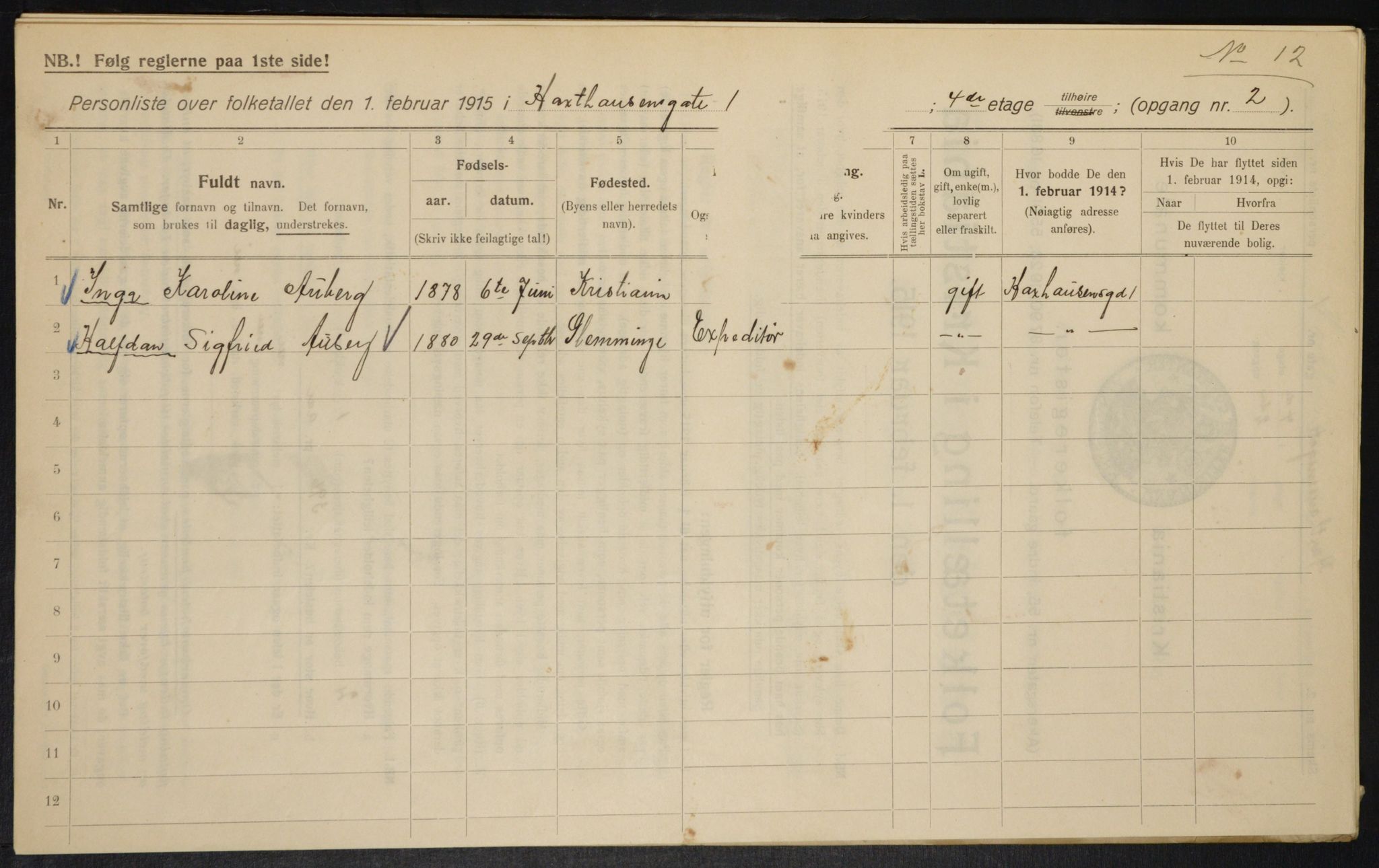 OBA, Kommunal folketelling 1.2.1915 for Kristiania, 1915, s. 35104