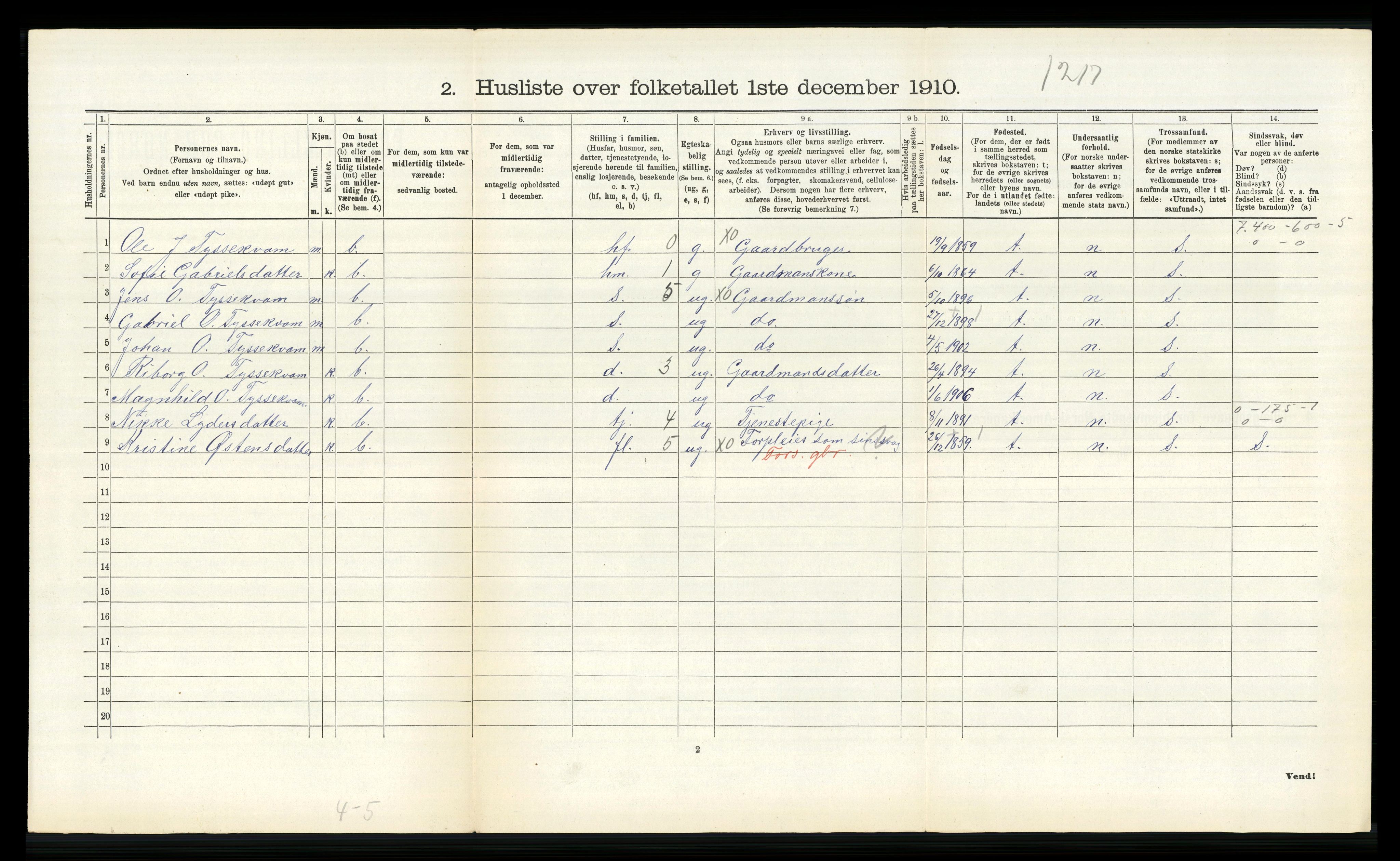 RA, Folketelling 1910 for 1429 Ytre Holmedal herred, 1910, s. 485