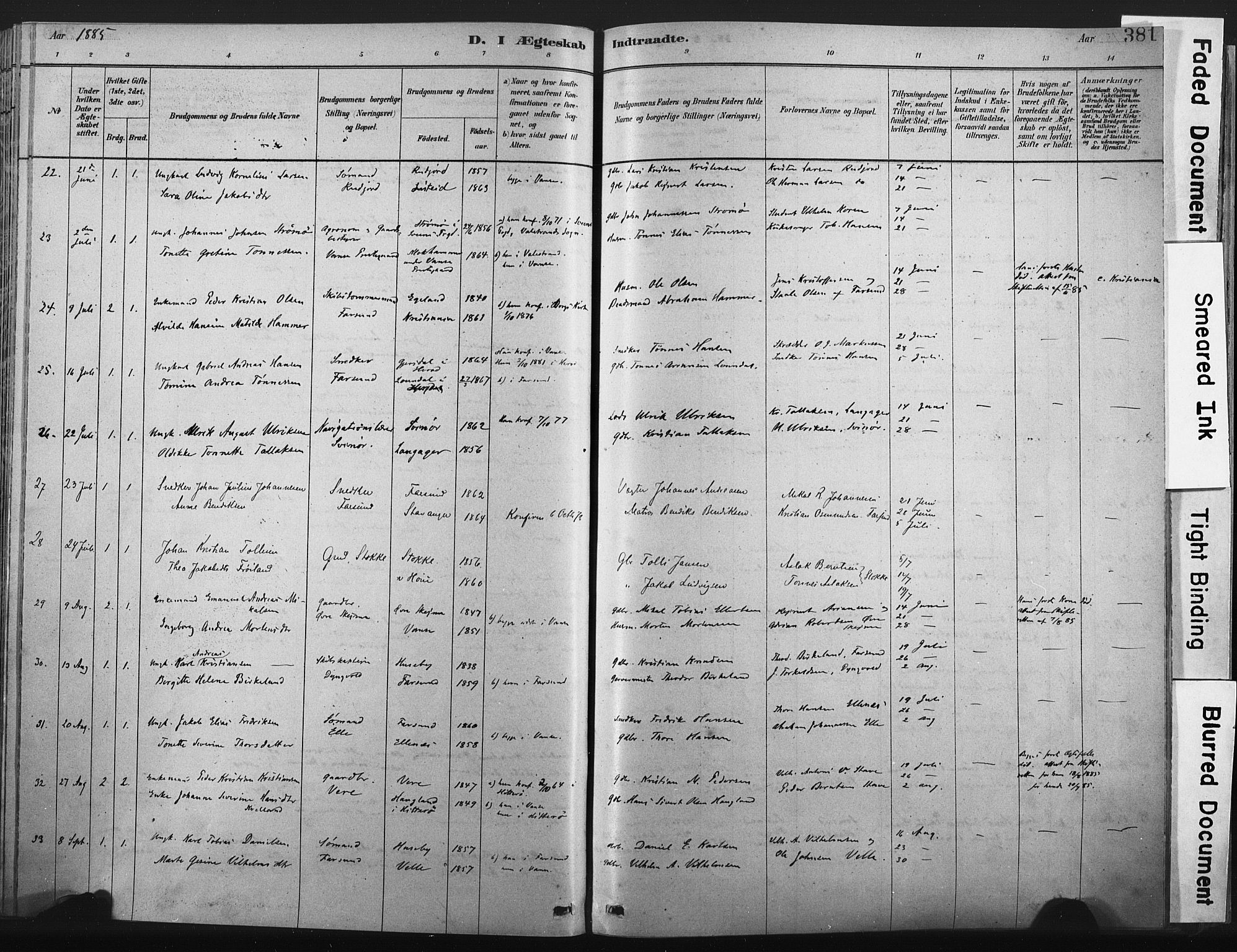 Lista sokneprestkontor, SAK/1111-0027/F/Fa/L0012: Ministerialbok nr. A 12, 1879-1903, s. 381