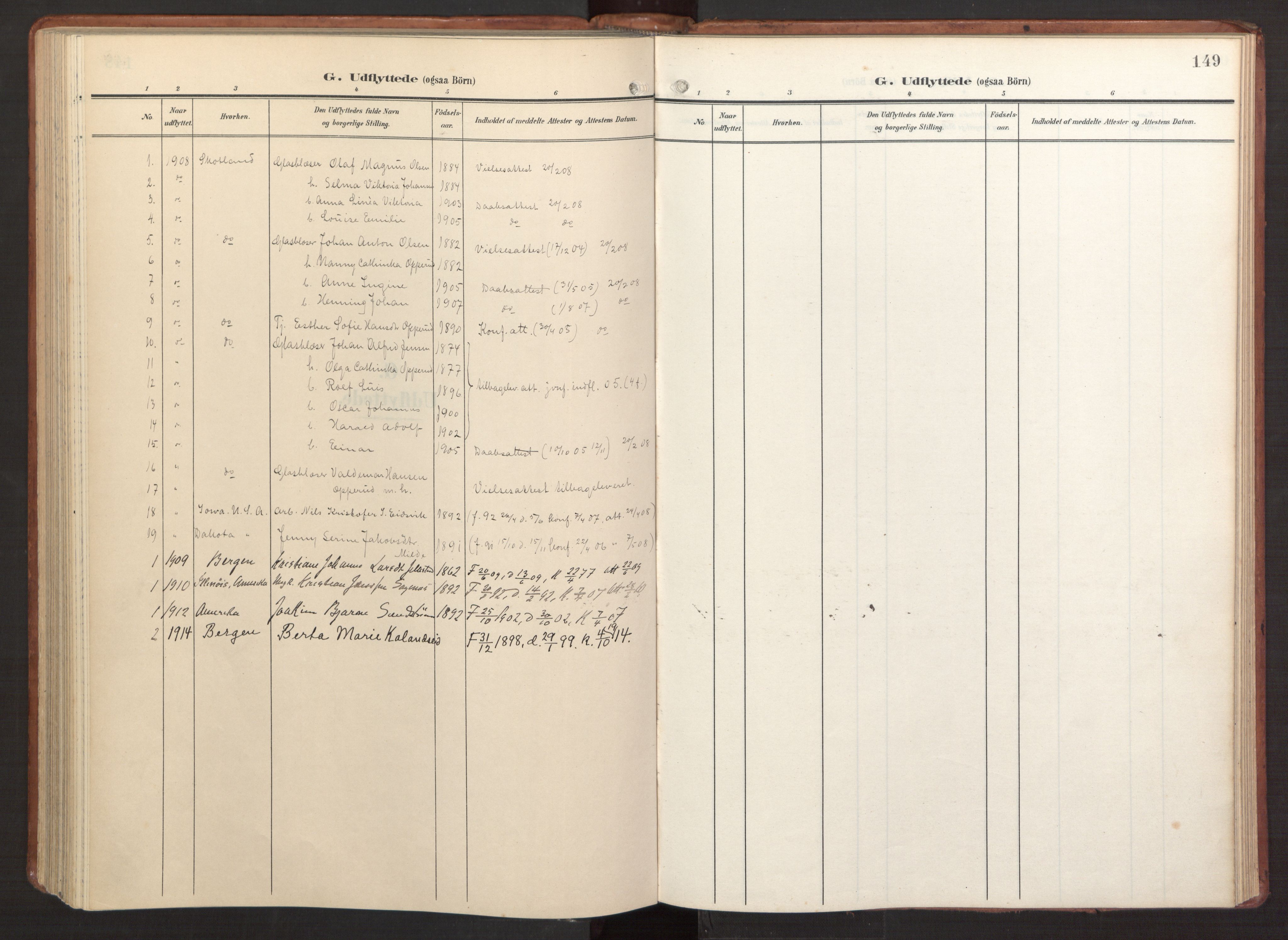 Fana Sokneprestembete, SAB/A-75101/H/Haa/Haab/L0004: Ministerialbok nr. B 4, 1908-1915, s. 149