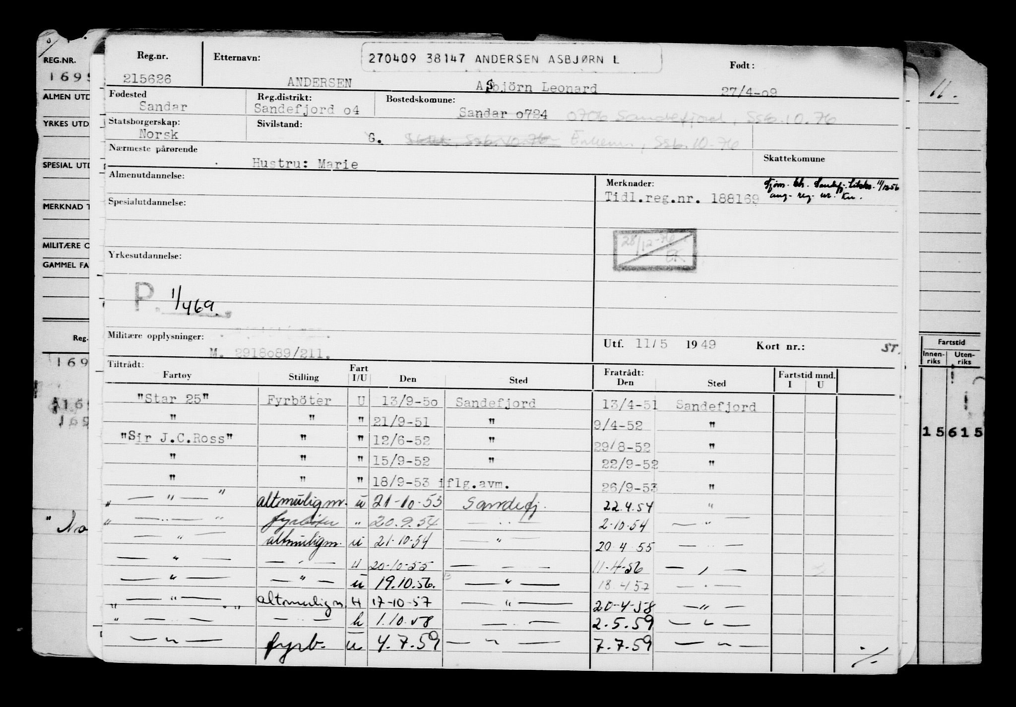 Direktoratet for sjømenn, AV/RA-S-3545/G/Gb/L0082: Hovedkort, 1909, s. 907