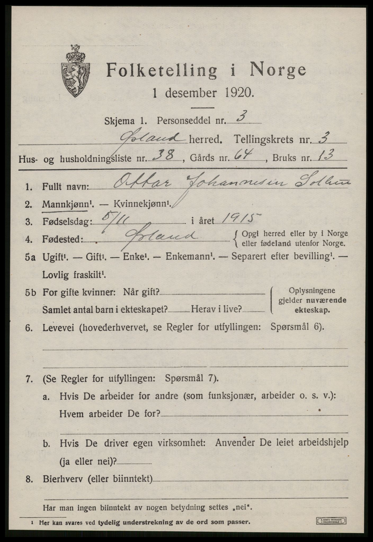 SAT, Folketelling 1920 for 1621 Ørland herred, 1920, s. 2915