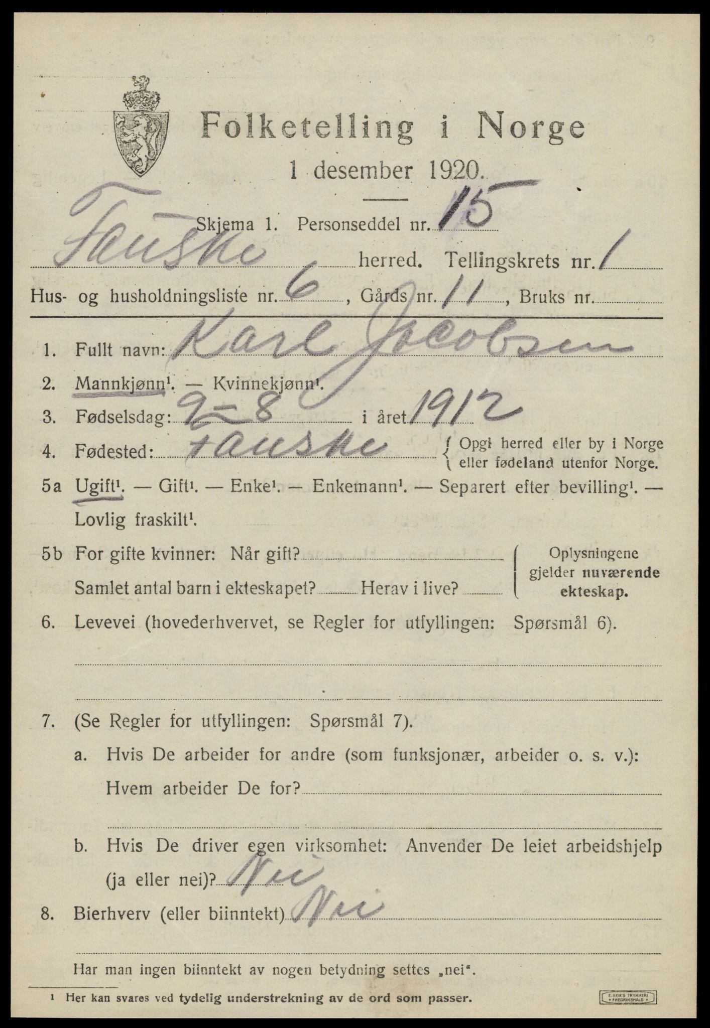 SAT, Folketelling 1920 for 1841 Fauske herred, 1920, s. 2134