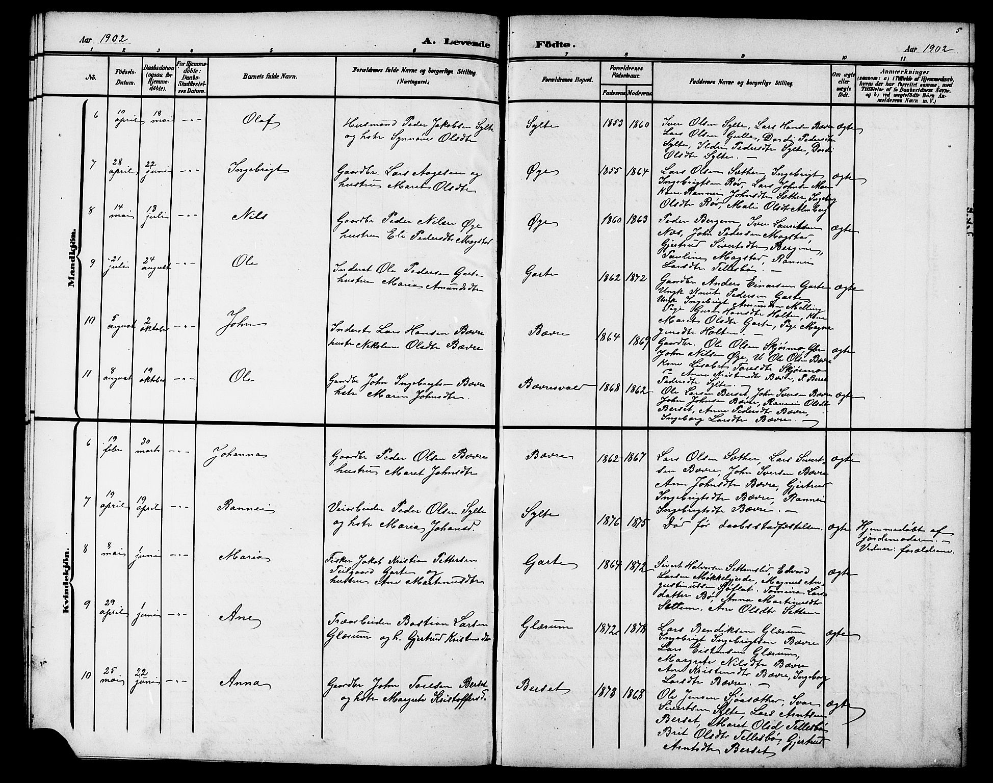 Ministerialprotokoller, klokkerbøker og fødselsregistre - Møre og Romsdal, AV/SAT-A-1454/595/L1053: Klokkerbok nr. 595C05, 1901-1919, s. 5