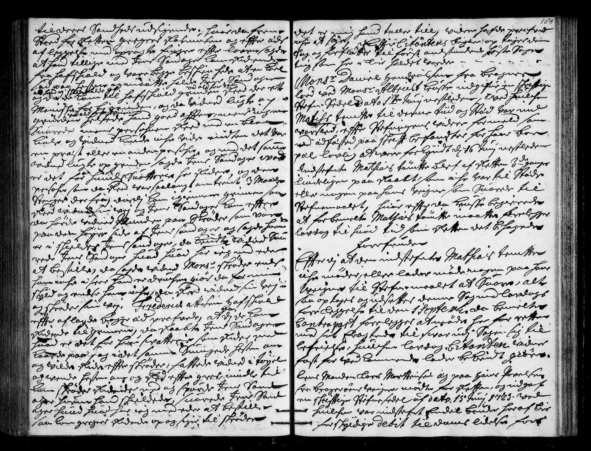 Lier, Røyken og Hurum sorenskriveri, SAKO/A-89/F/Fa/L0045: Tingbok, 1721-1724, s. 184