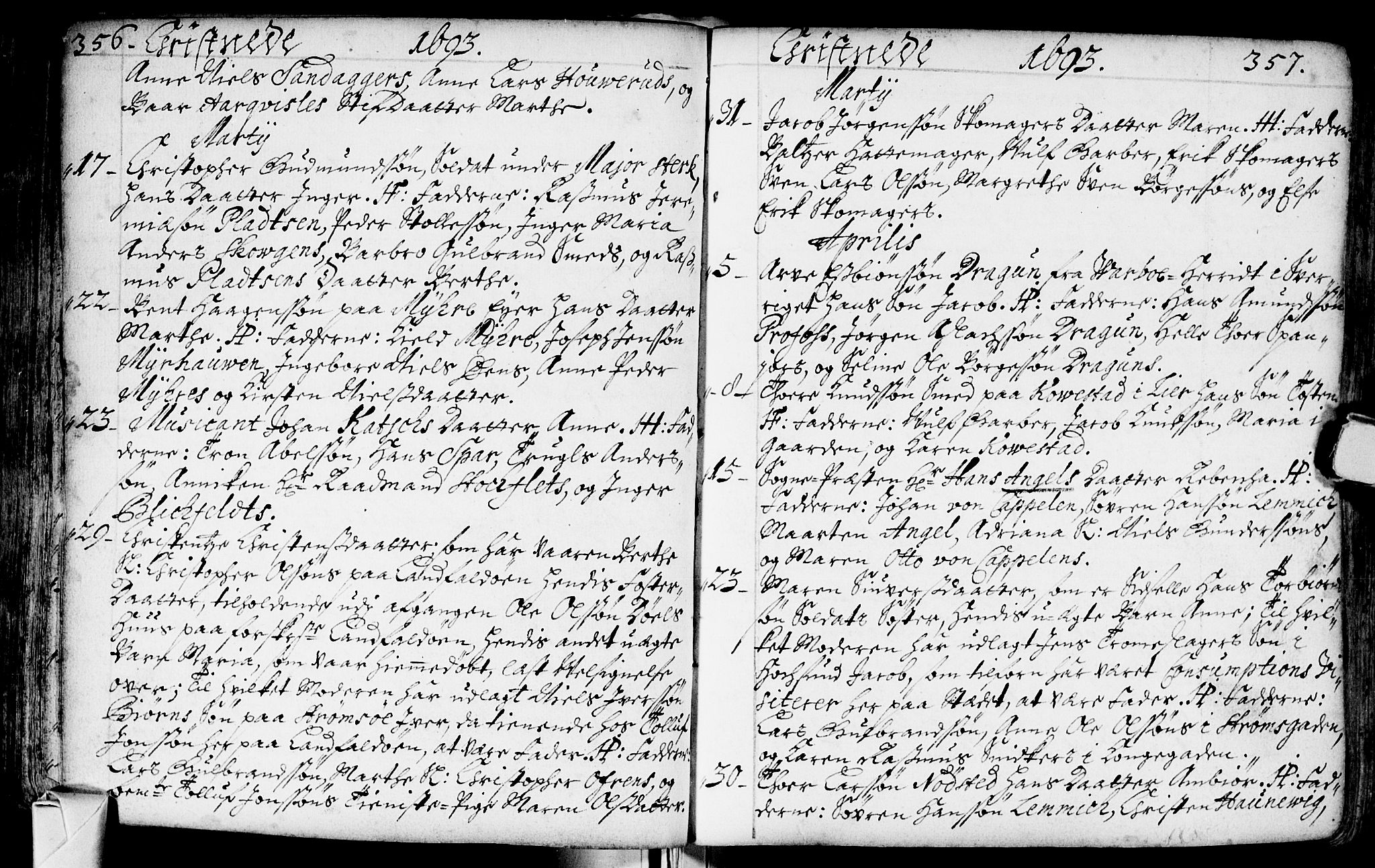 Bragernes kirkebøker, SAKO/A-6/F/Fa/L0002: Ministerialbok nr. I 2, 1680-1705, s. 356-357