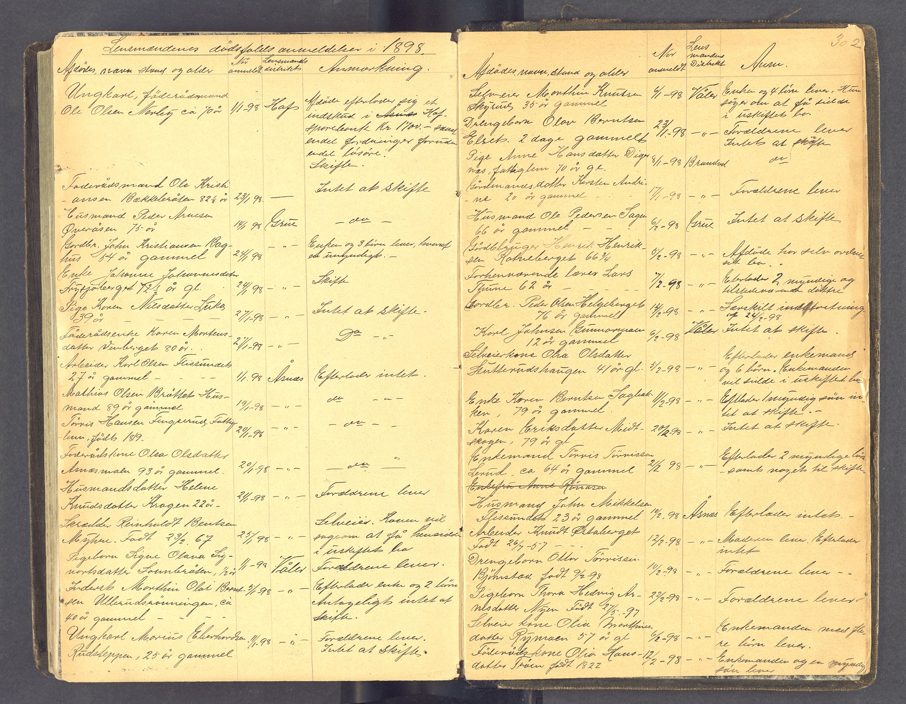 Solør tingrett, AV/SAH-TING-008/J/Jf/L0001: Dødsfallsregister, 1863-1898, s. 301b-302a