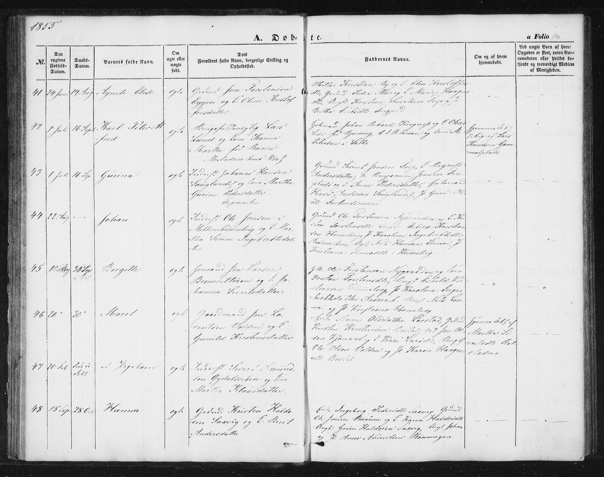Ministerialprotokoller, klokkerbøker og fødselsregistre - Sør-Trøndelag, AV/SAT-A-1456/616/L0407: Ministerialbok nr. 616A04, 1848-1856, s. 48
