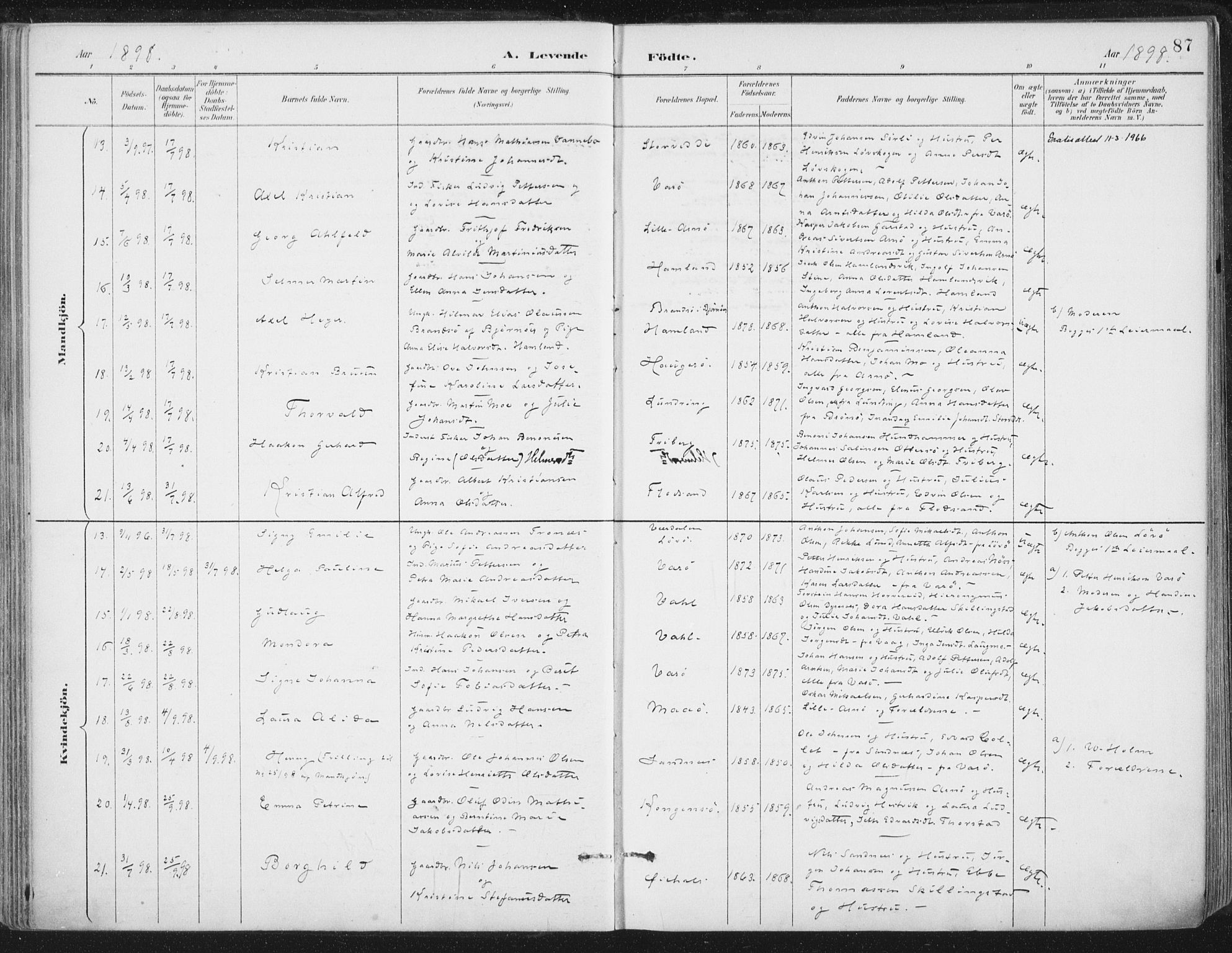 Ministerialprotokoller, klokkerbøker og fødselsregistre - Nord-Trøndelag, SAT/A-1458/784/L0673: Ministerialbok nr. 784A08, 1888-1899, s. 87