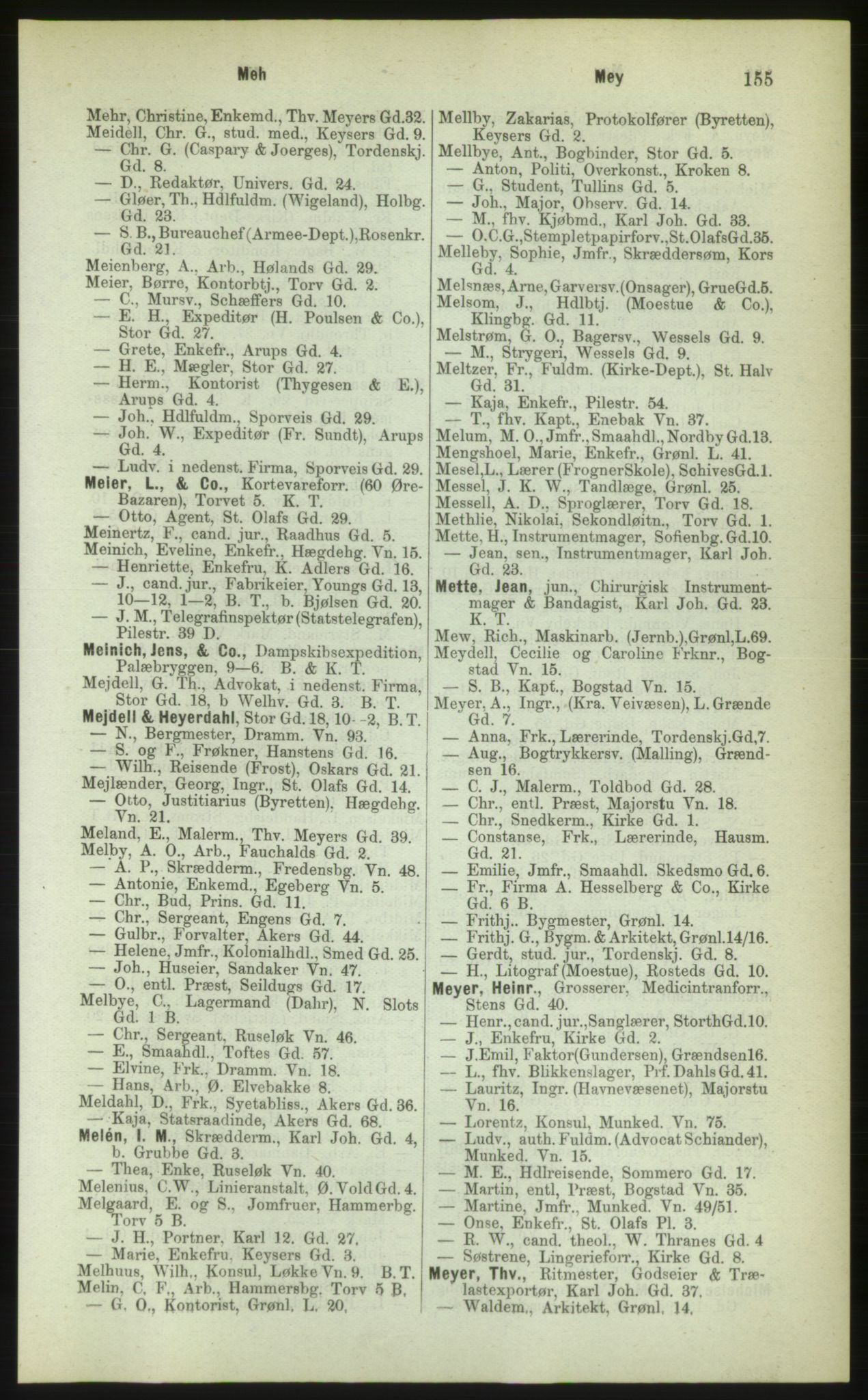 Kristiania/Oslo adressebok, PUBL/-, 1883, s. 155