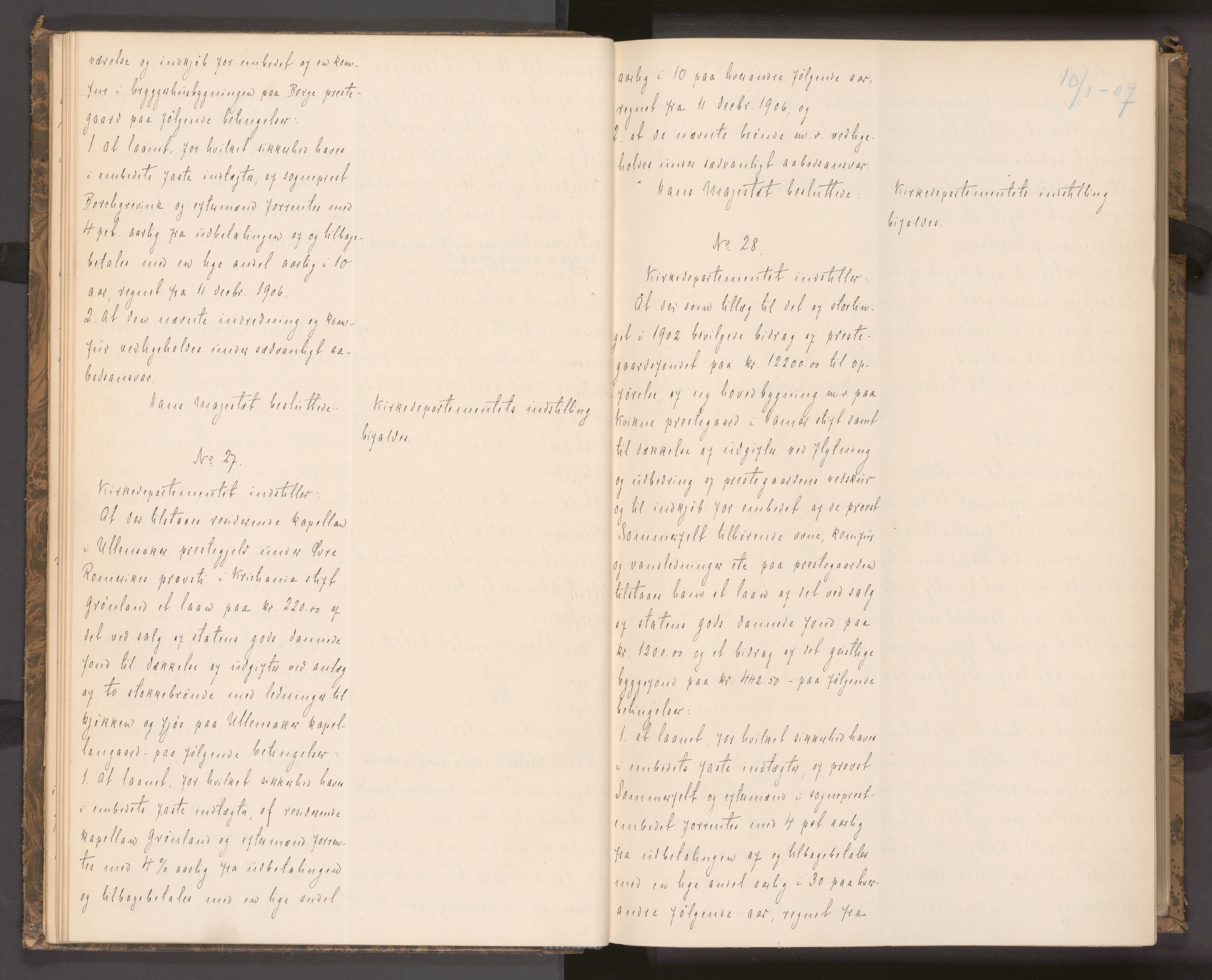 Statsrådssekretariatet, AV/RA-S-1001/A/Ac/L0006: Kgl. res. nr. 1-873, 1. kvartal, 1907