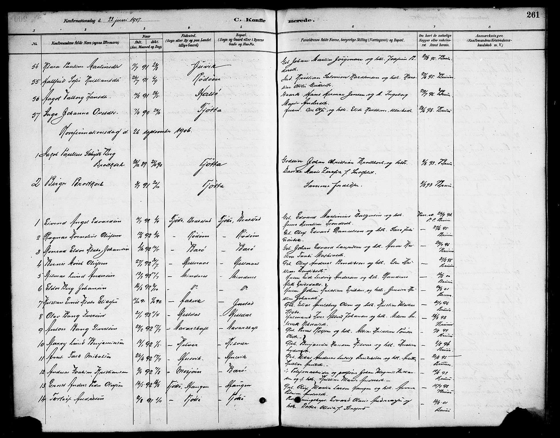 Ministerialprotokoller, klokkerbøker og fødselsregistre - Nordland, SAT/A-1459/817/L0268: Klokkerbok nr. 817C03, 1884-1920, s. 261
