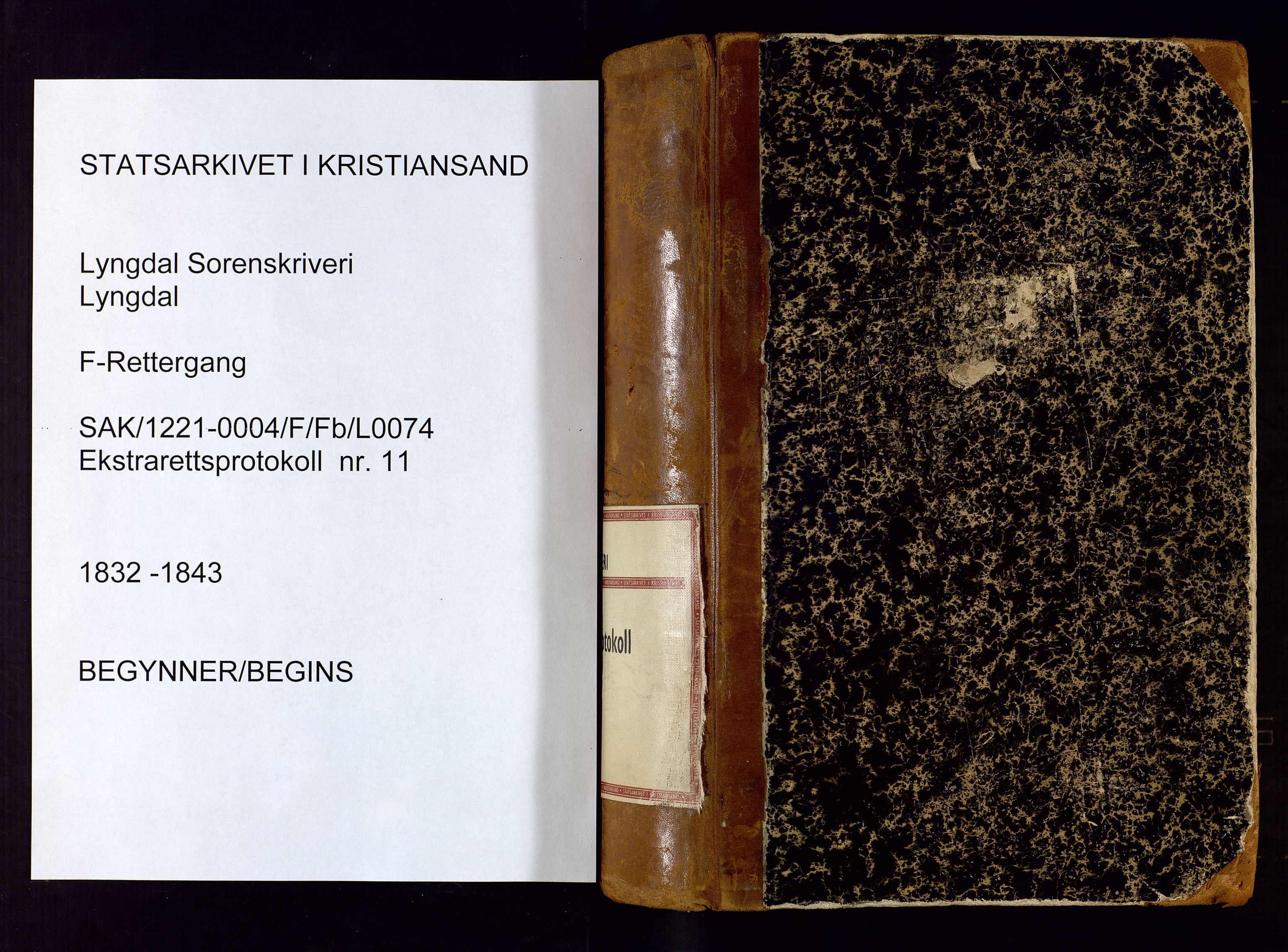 Lyngdal sorenskriveri, AV/SAK-1221-0004/F/Fb/L0074: Ekstrarettsprotokoll nr. 11, 1832-1843