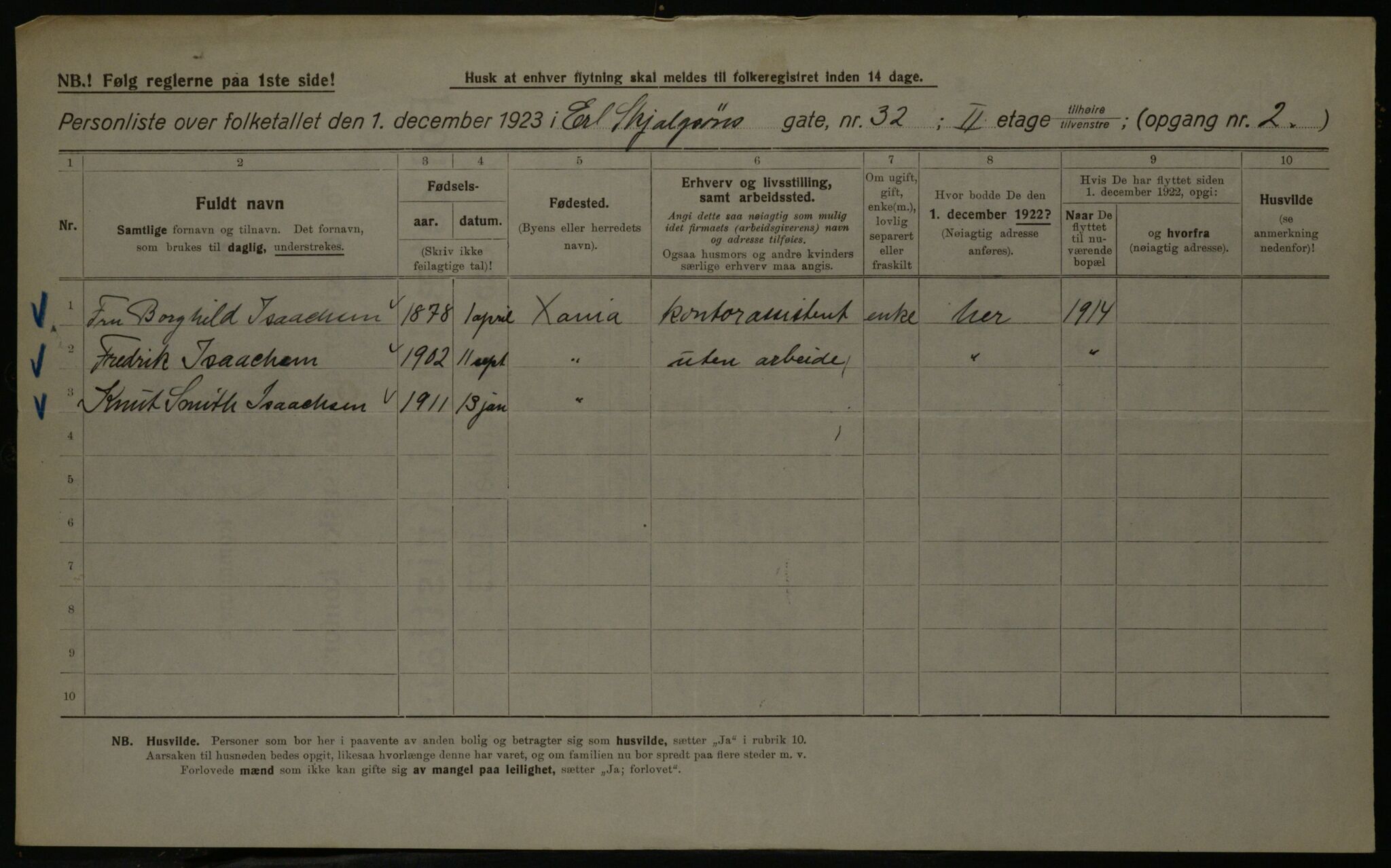 OBA, Kommunal folketelling 1.12.1923 for Kristiania, 1923, s. 25248