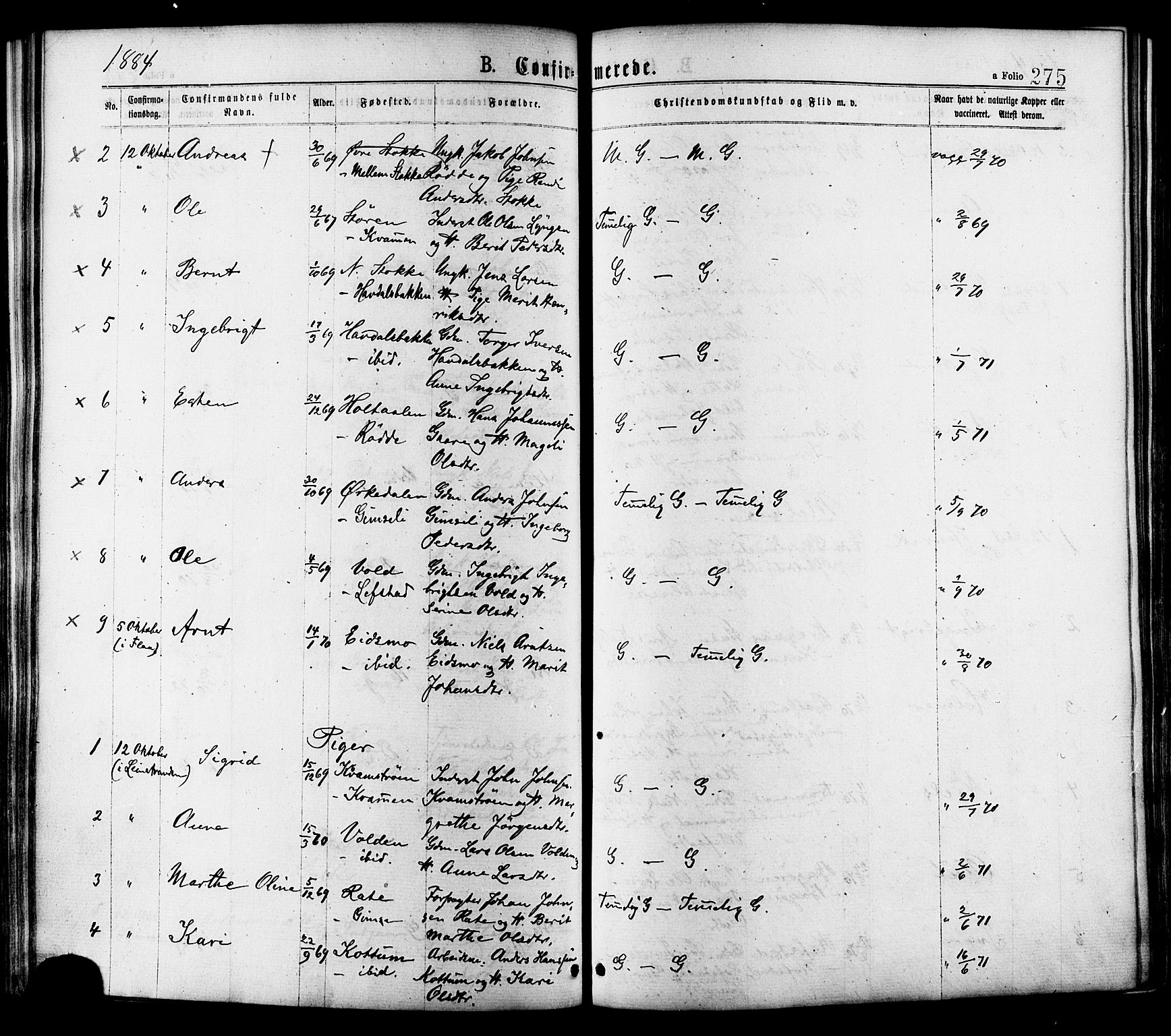 Ministerialprotokoller, klokkerbøker og fødselsregistre - Sør-Trøndelag, AV/SAT-A-1456/691/L1079: Ministerialbok nr. 691A11, 1873-1886, s. 275