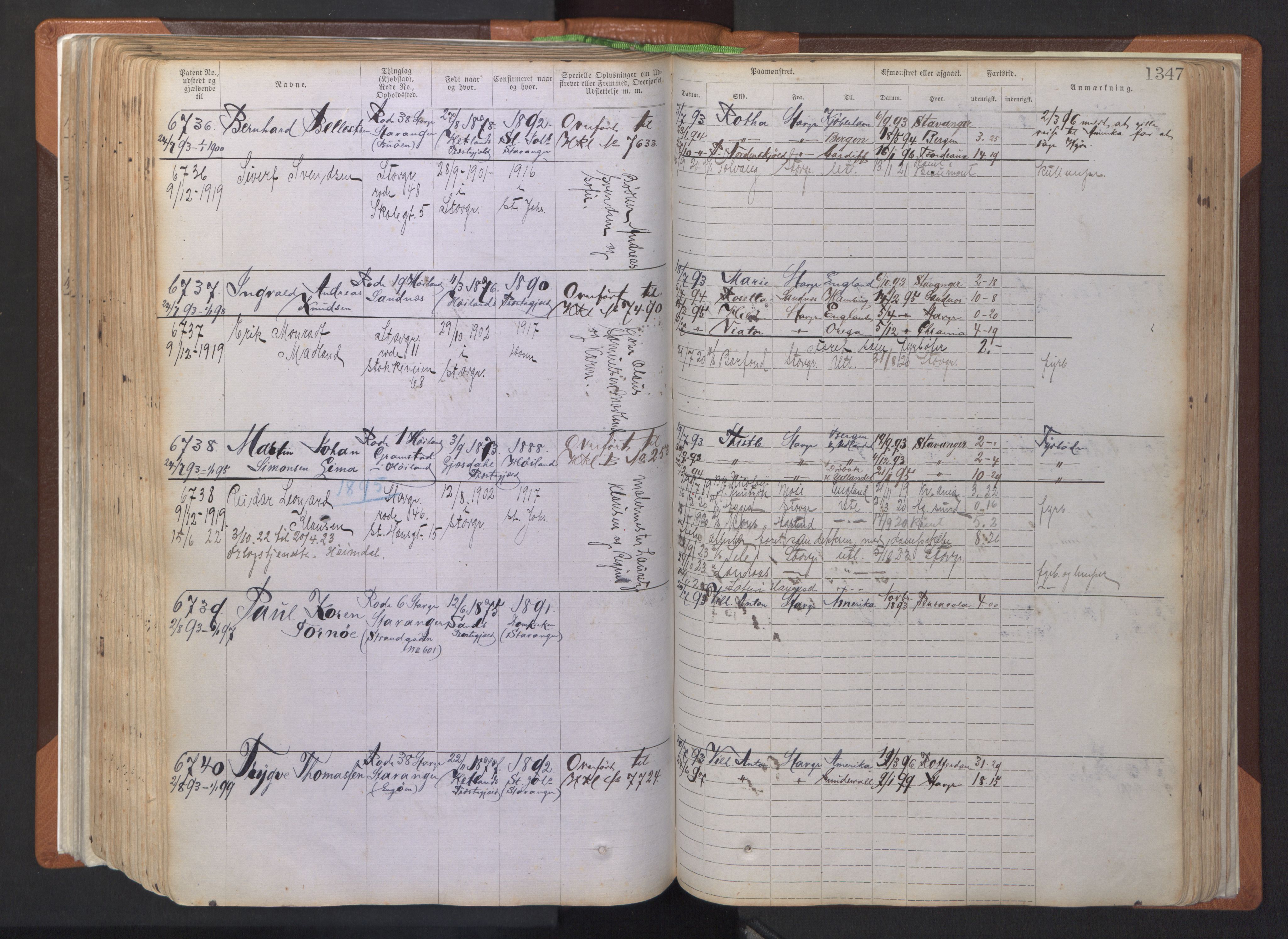 Stavanger sjømannskontor, AV/SAST-A-102006/F/Ff/L0007: Annotasjonsrulle, patentnr. 5506-7180, 1887-1900, s. 252