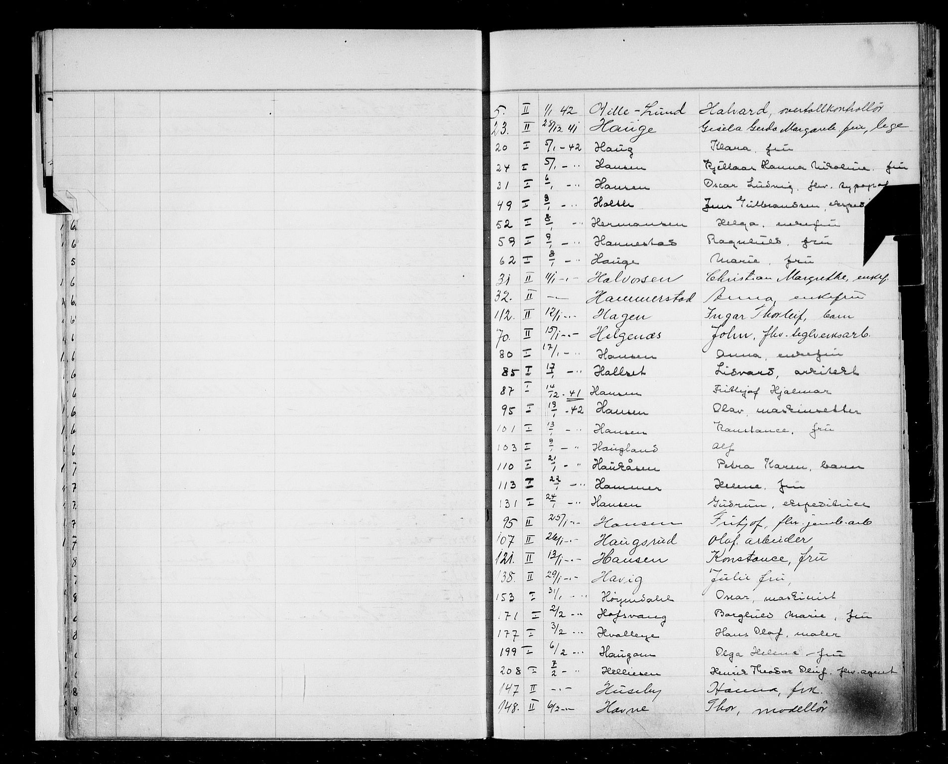 Oslo skifterett, SAO/A-10383/F/Fa/Faa/L0042: Register til dødsfallsprotokollene, 1942