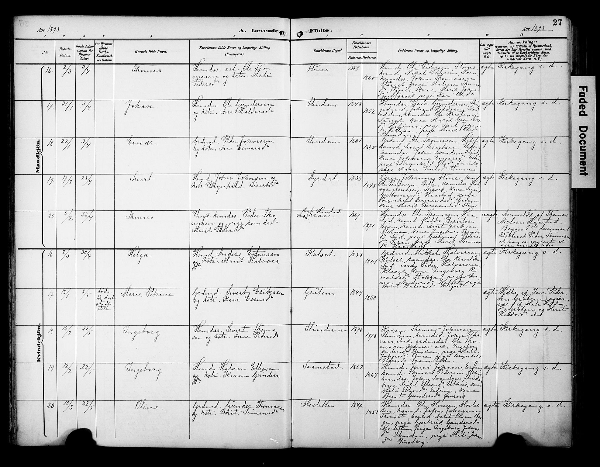 Ministerialprotokoller, klokkerbøker og fødselsregistre - Sør-Trøndelag, AV/SAT-A-1456/695/L1149: Ministerialbok nr. 695A09, 1891-1902, s. 27