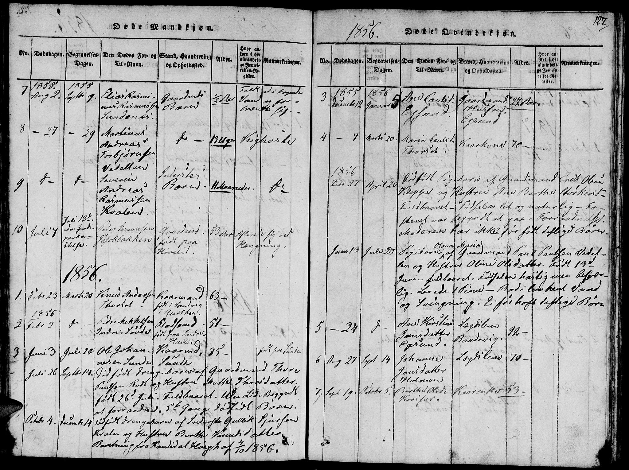 Ministerialprotokoller, klokkerbøker og fødselsregistre - Møre og Romsdal, SAT/A-1454/504/L0054: Ministerialbok nr. 504A01, 1816-1861, s. 127
