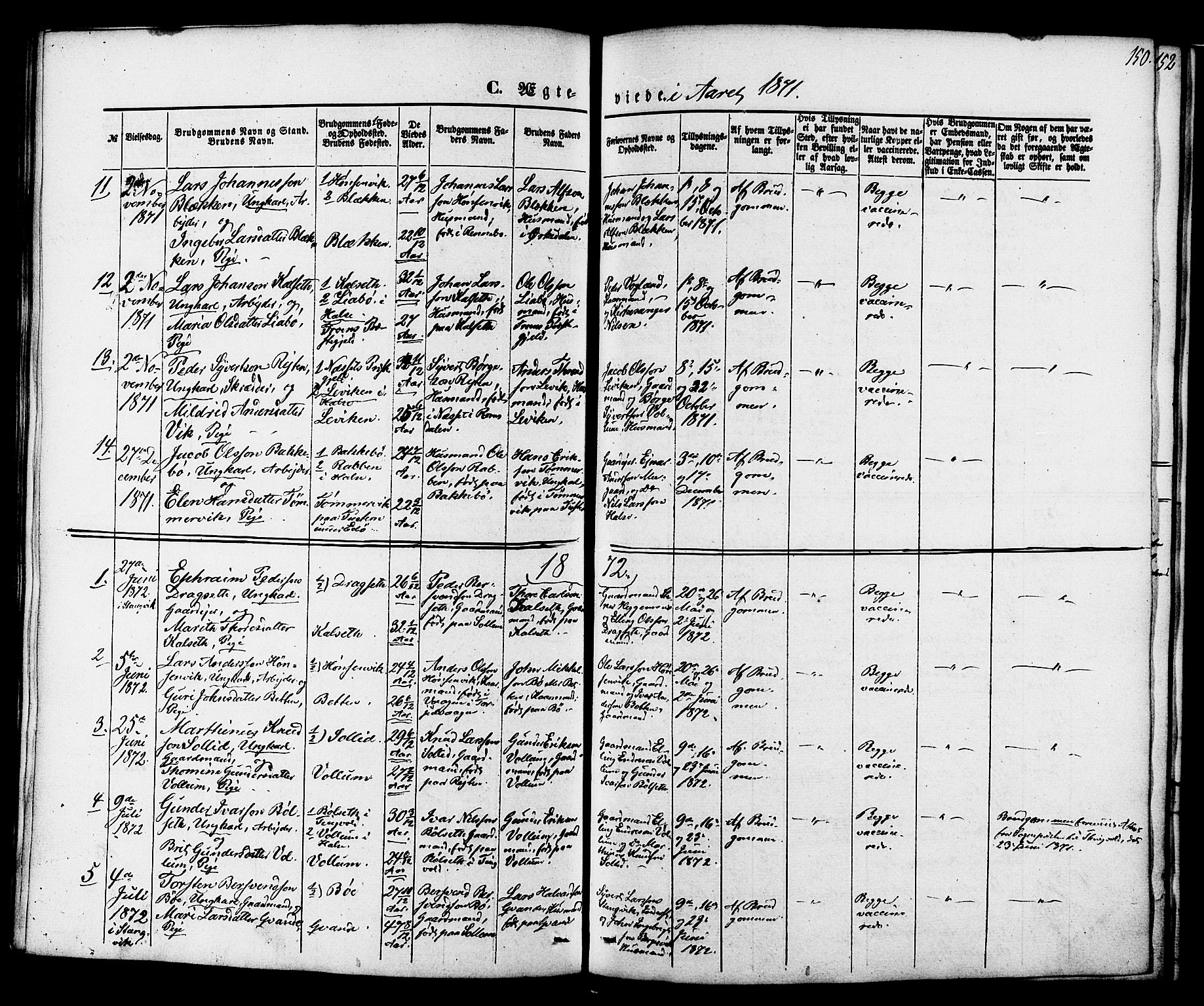 Ministerialprotokoller, klokkerbøker og fødselsregistre - Møre og Romsdal, SAT/A-1454/576/L0884: Ministerialbok nr. 576A02, 1865-1879, s. 150