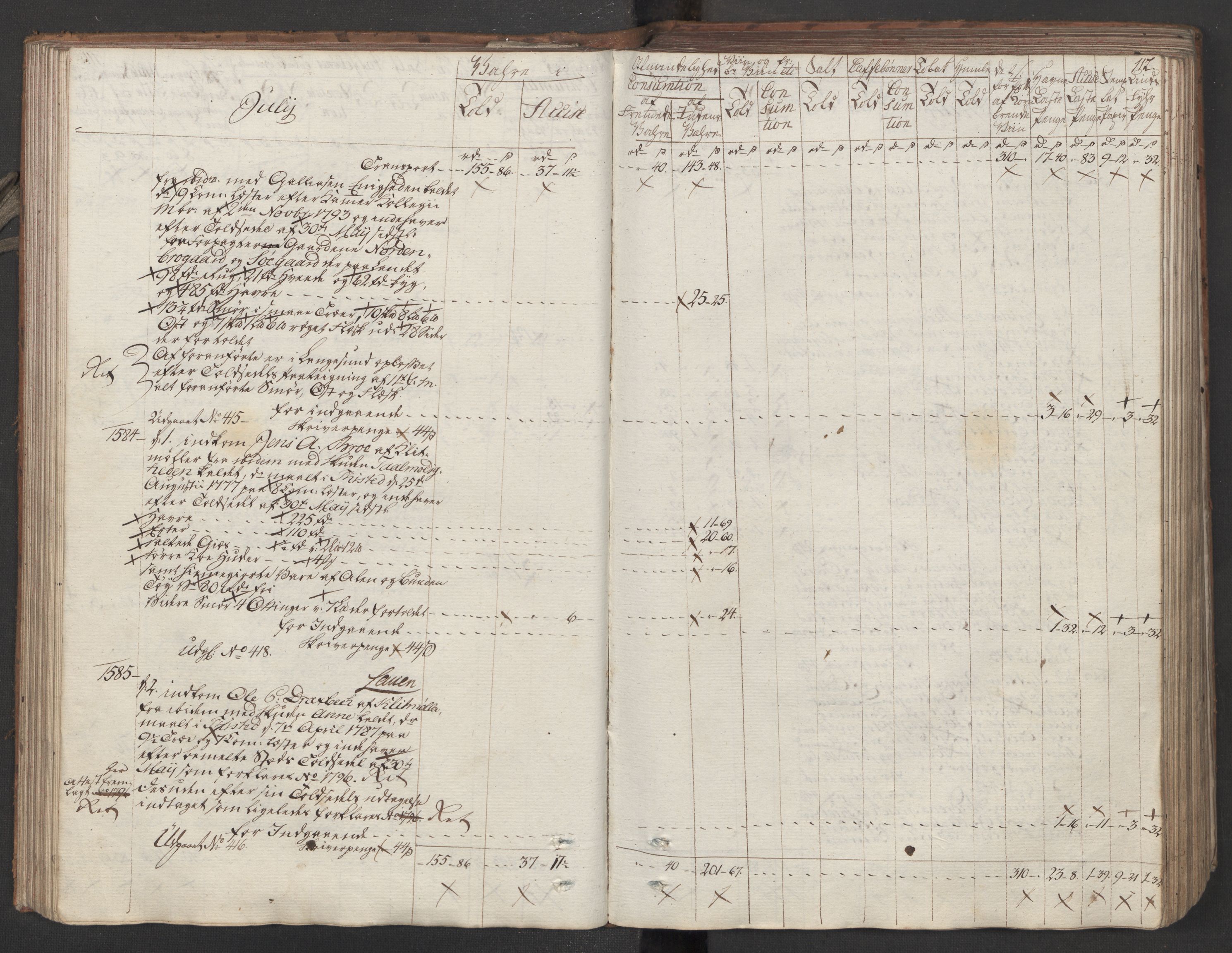 Generaltollkammeret, tollregnskaper, AV/RA-EA-5490/R26/L0275/0001: Tollregnskaper Bergen A / Inngående tollbok II, 1794, s. 111b-112a