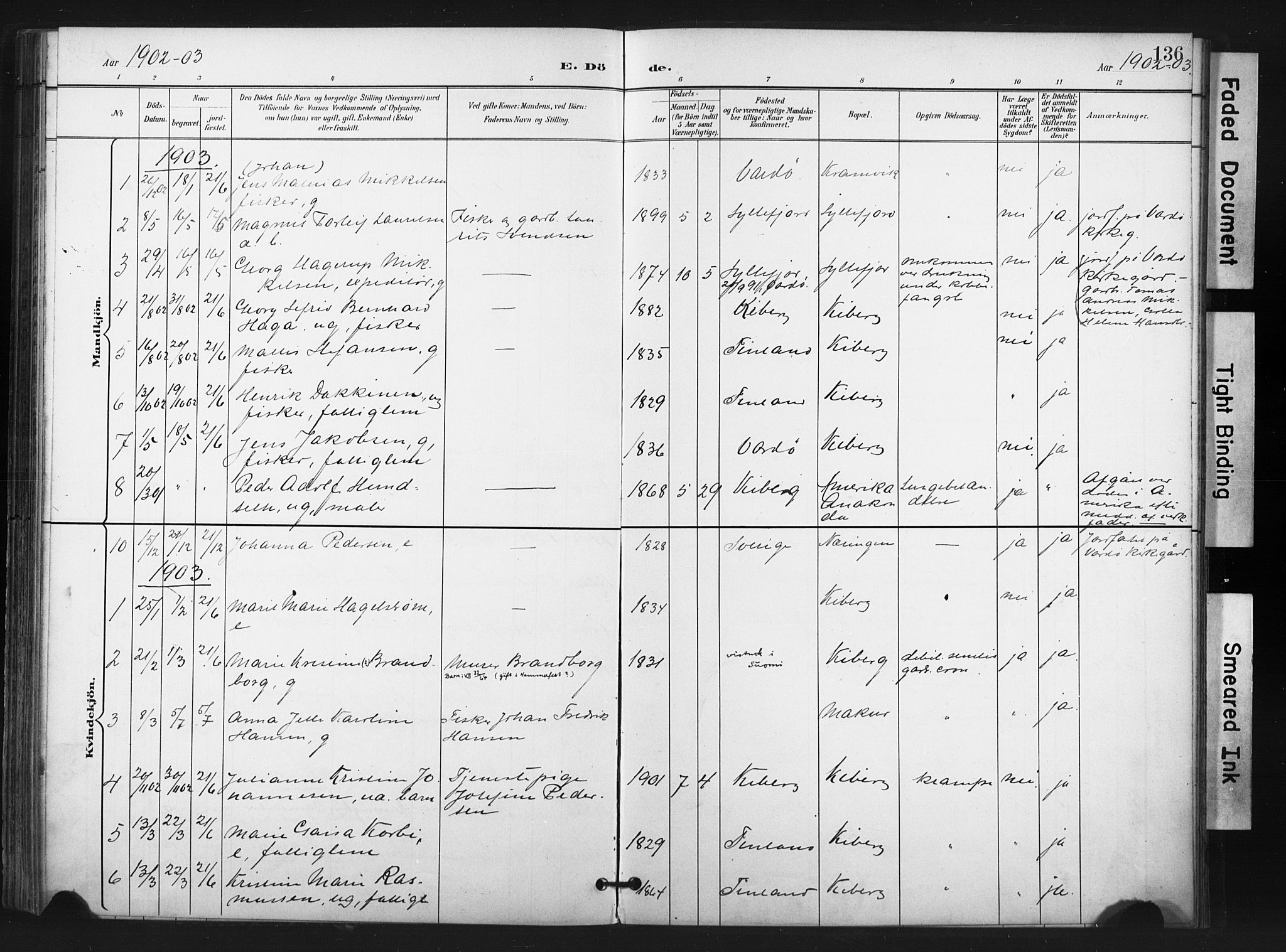 Vardø sokneprestkontor, AV/SATØ-S-1332/H/Ha/L0011kirke: Ministerialbok nr. 11, 1897-1911, s. 136