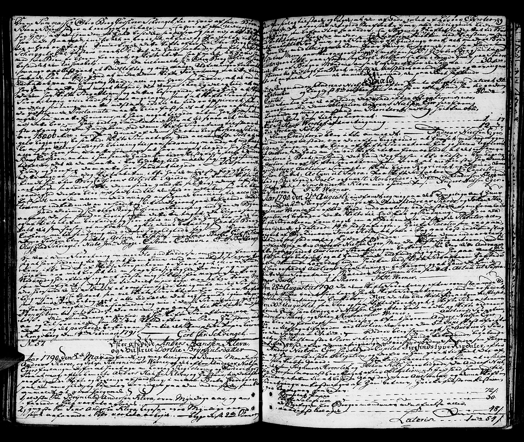 Kongsberg byfogd, AV/SAKO-A-84/H/Hb/L0012: Skifteprotokoll, 1789-1794, s. 88b-89a