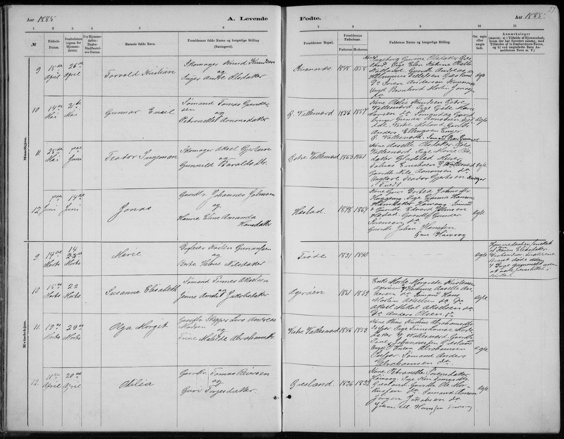 Høvåg sokneprestkontor, AV/SAK-1111-0025/F/Fb/L0004: Klokkerbok nr. B 4, 1883-1898, s. 27