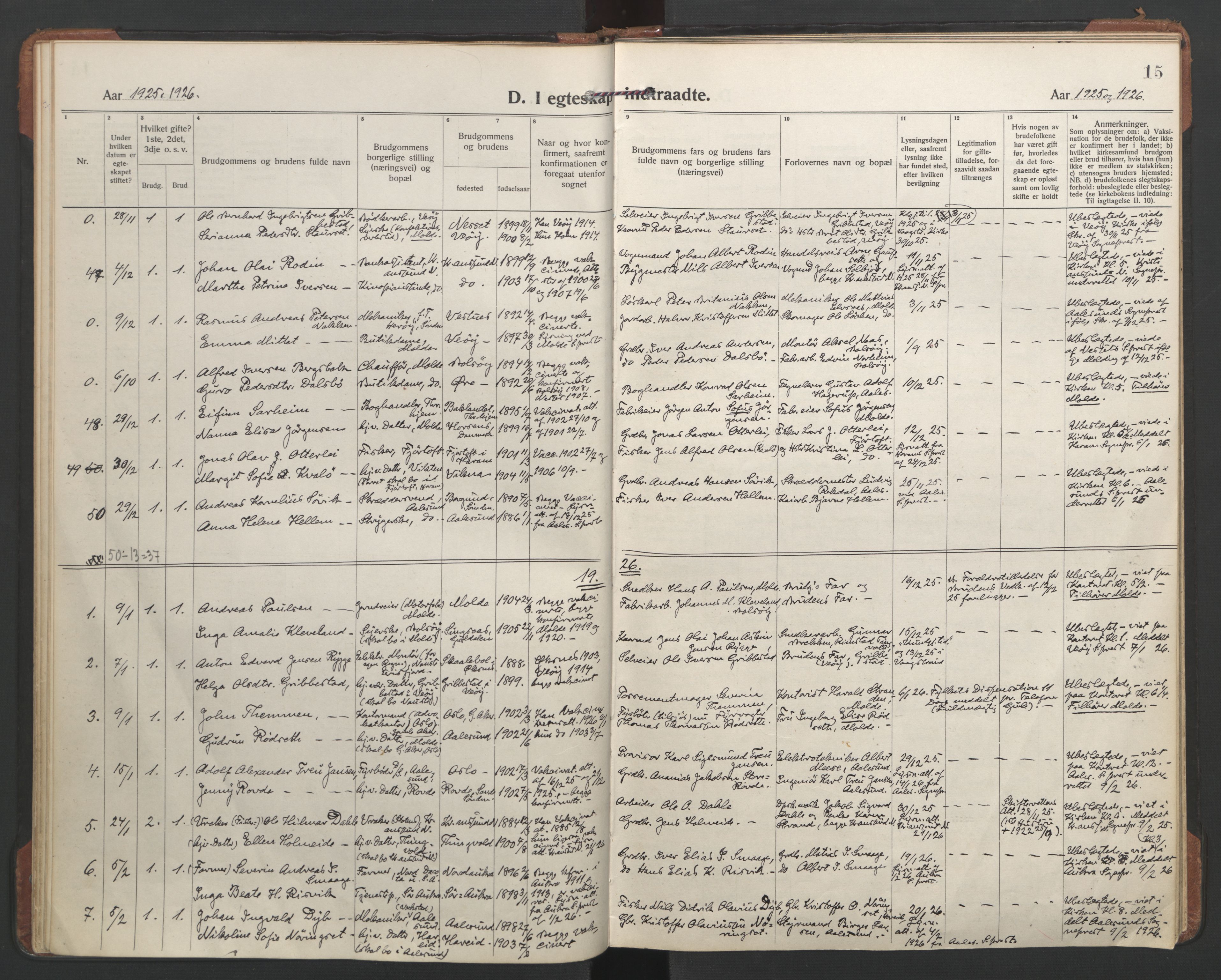 Ministerialprotokoller, klokkerbøker og fødselsregistre - Møre og Romsdal, AV/SAT-A-1454/558/L0698: Ministerialbok nr. 558A12, 1922-1937, s. 15