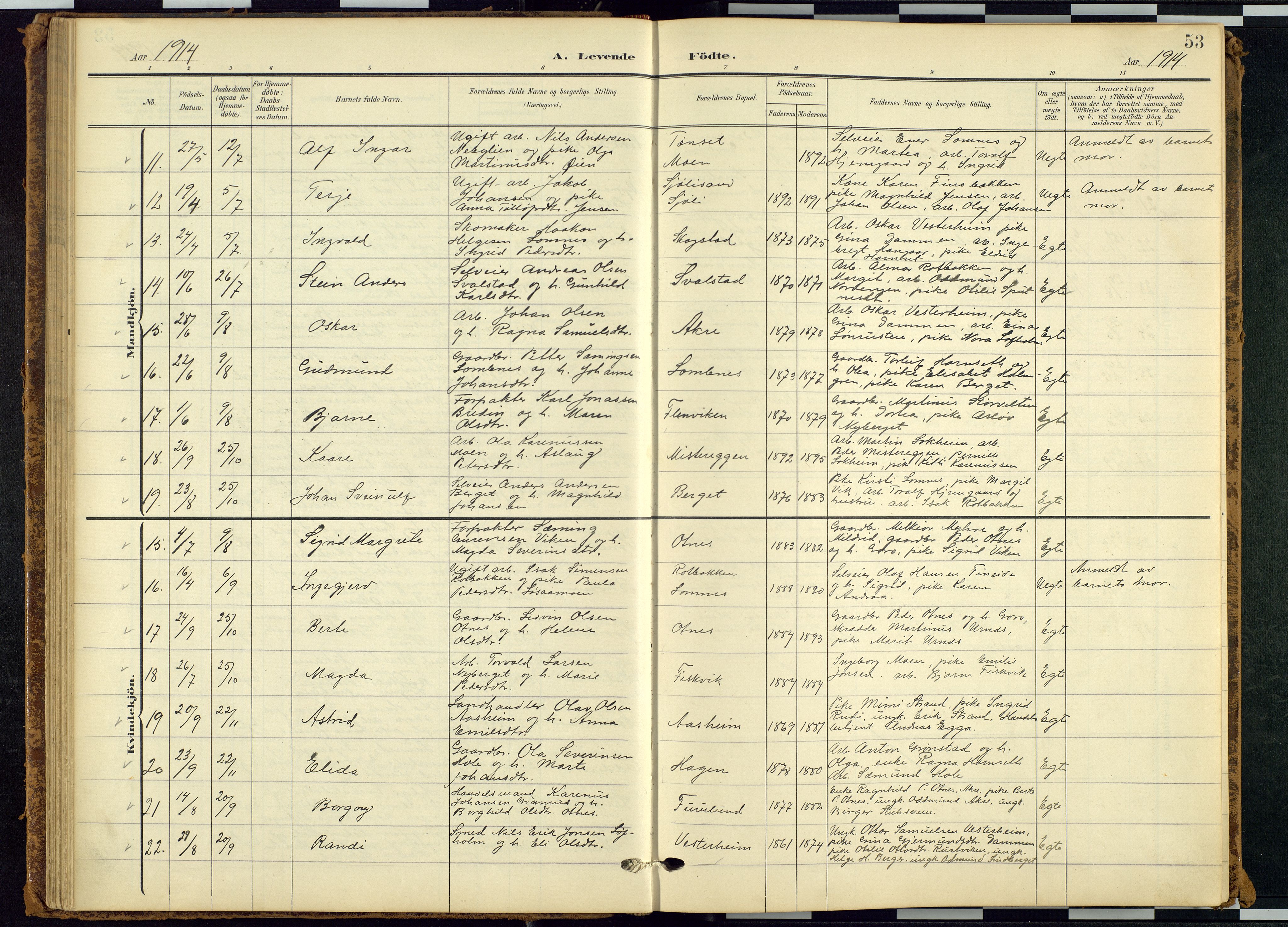 Rendalen prestekontor, AV/SAH-PREST-054/H/Ha/Hab/L0010: Klokkerbok nr. 10, 1903-1940, s. 53