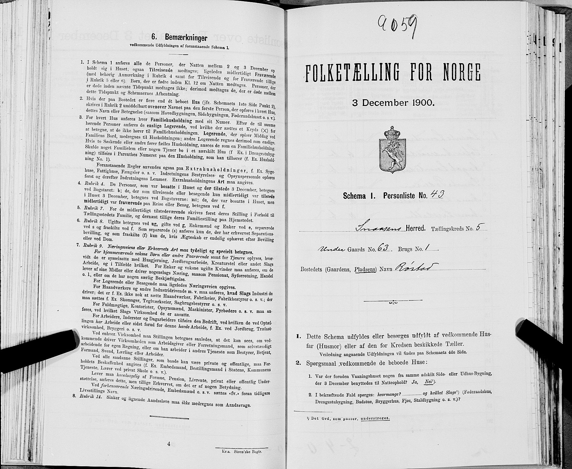 SAT, Folketelling 1900 for 1736 Snåsa herred, 1900, s. 1253