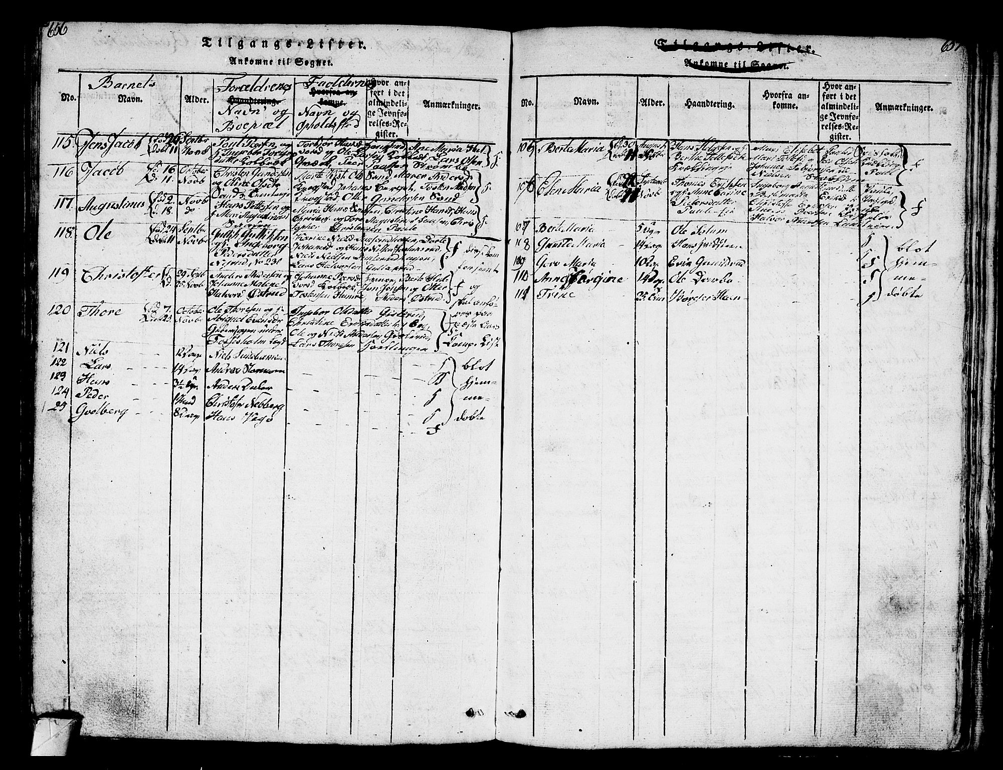 Eiker kirkebøker, AV/SAKO-A-4/G/Ga/L0001: Klokkerbok nr. I 1, 1814-1832, s. 656-657