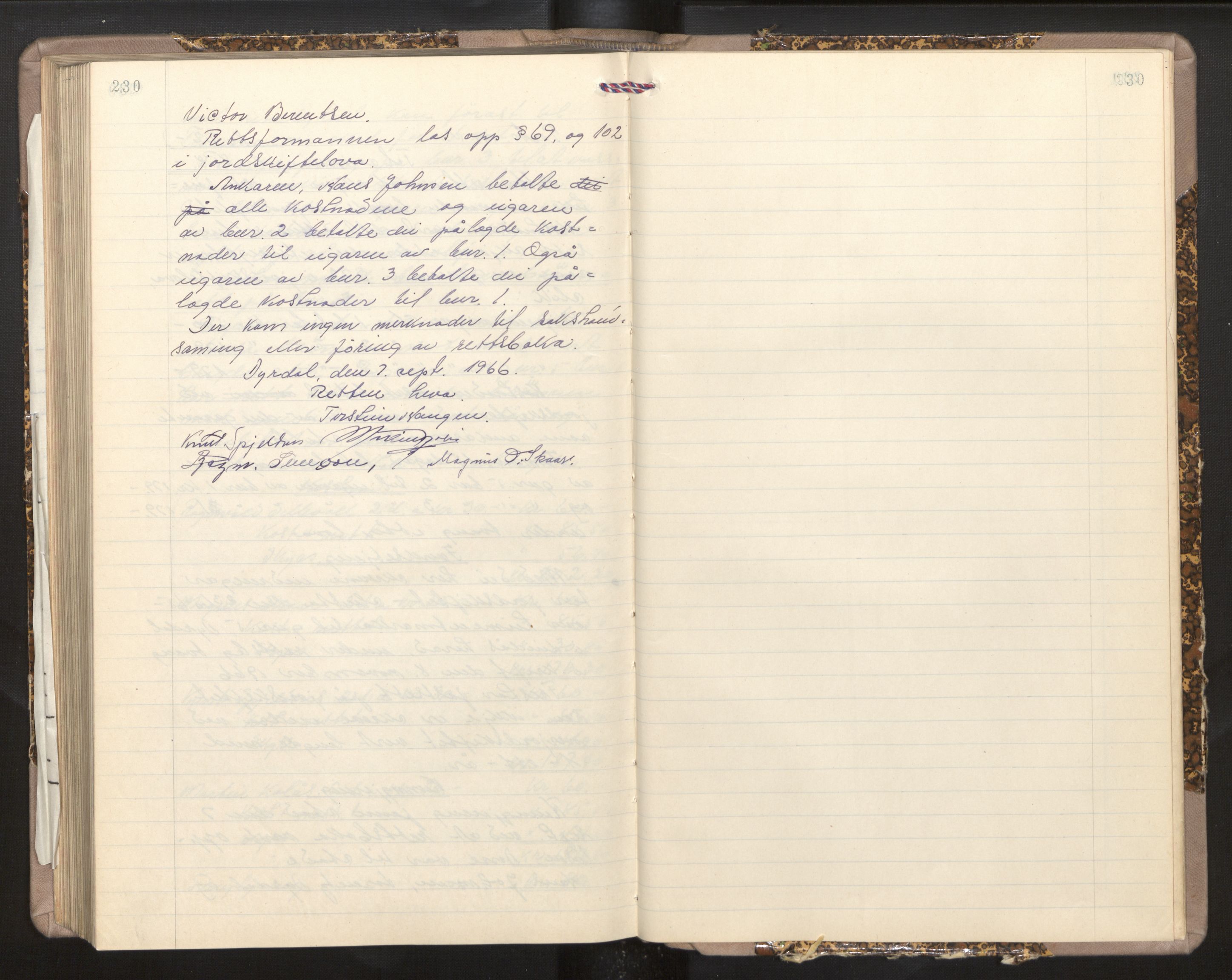 Overdomaren i Hordaland jordskiftedøme (II), AV/SAB-A-5801/A/L0004: Overrettsprotokoll, 1934-1966, s. 230