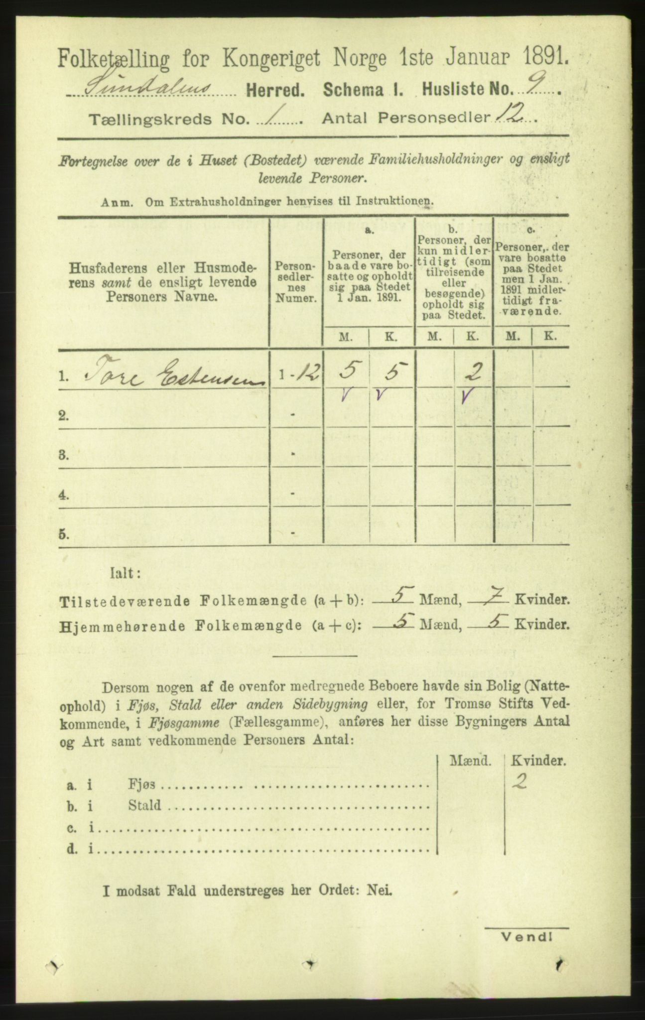 RA, Folketelling 1891 for 1563 Sunndal herred, 1891, s. 30