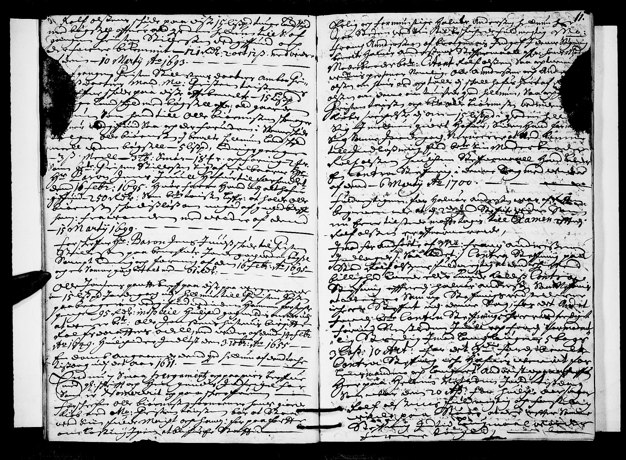 Lier, Røyken og Hurum sorenskriveri, AV/SAKO-A-89/F/Fa/L0038: Tingbok, 1700, s. 11