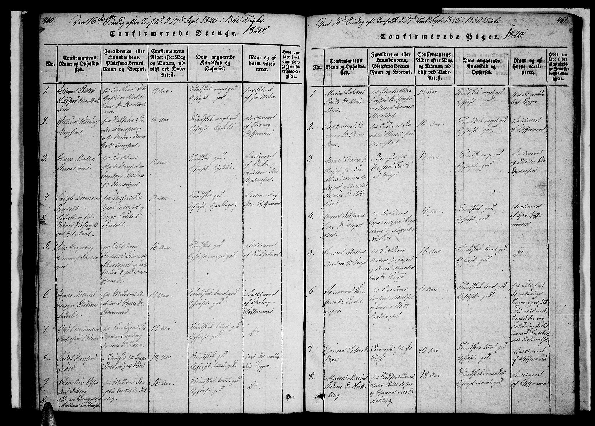 Ministerialprotokoller, klokkerbøker og fødselsregistre - Nordland, SAT/A-1459/891/L1298: Ministerialbok nr. 891A03, 1820-1840, s. 460-461